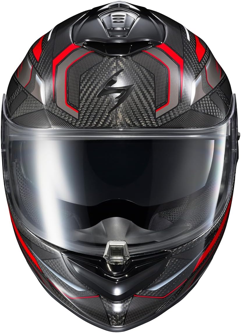 ScorpionEXO ST1400 EVO Carbon Fiber Full Face Sport Touring Street Motorcycle Helmet - Bluetooth Ready Speaker Pockets DOT ECE Hex (Gloss Red - 2X-Large)
