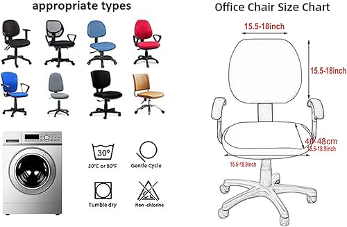 Miniatura 4 de Gardaner Funda para silla de oficina resistente al agua, protector dividido y elástico jacquard elástico universal para silla de trabajo de