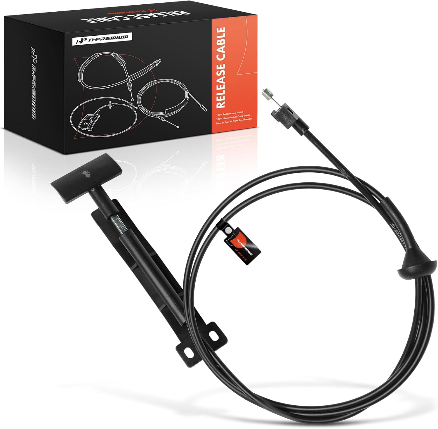 A-Premium Front Hood Latch Release Cable with Handle Compatible with Ford E-150 2003, E-250 2003, E-150 Club Wagon, E-250 Econoline, E-350 Econoline Club Wagon, E-350 E-450 E-550 Super Duty, 64 Inch