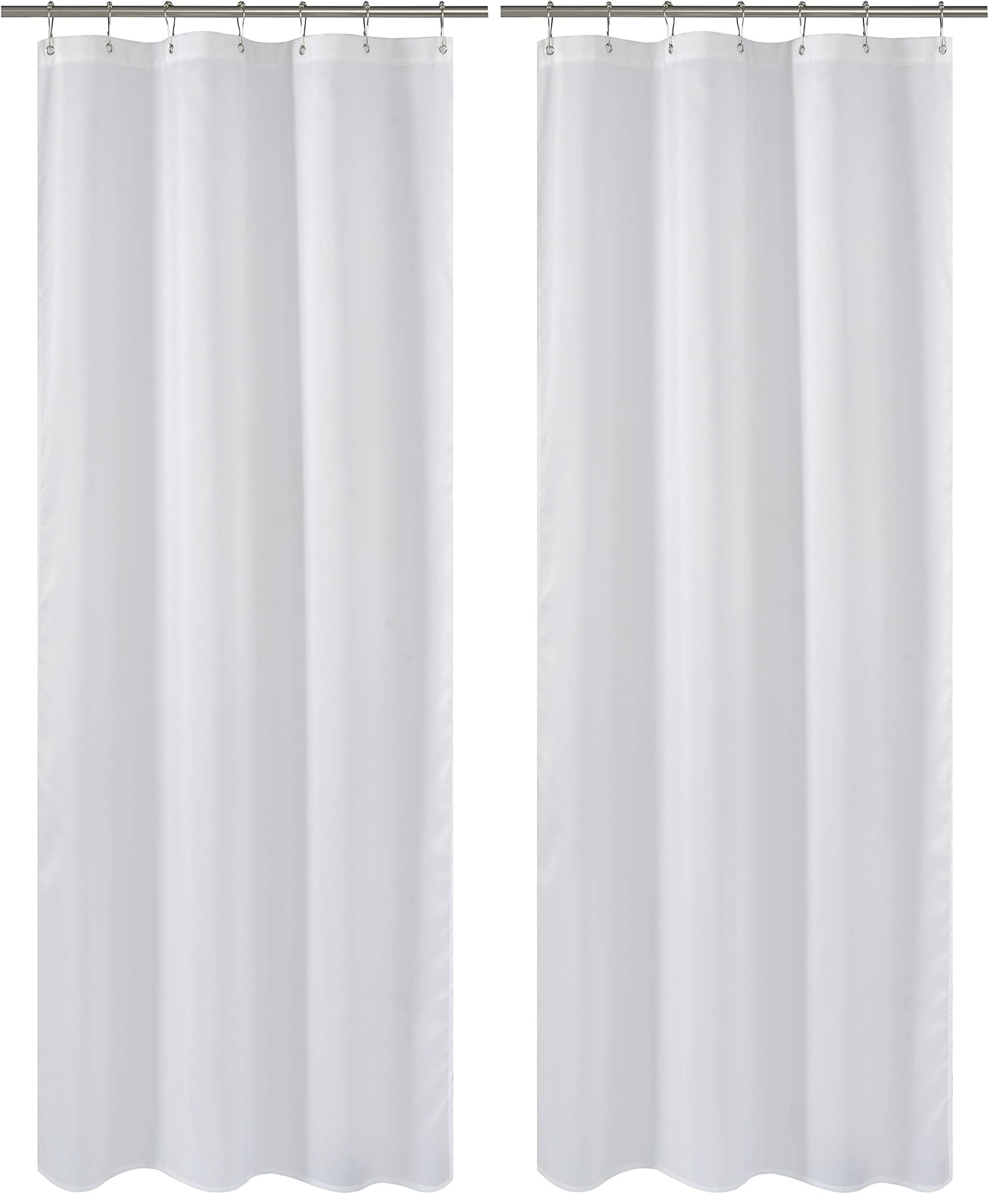 N&amp;Y HOME Fabric Shower Curtain or Liner 36 x 72 Inches Bath Stall Size with 2 Bottom Magnets, Hotel Quality, Washable, Water Repellent, White Spa Bathroom Curtains with Grommets, 36x72 (Pack of 2)