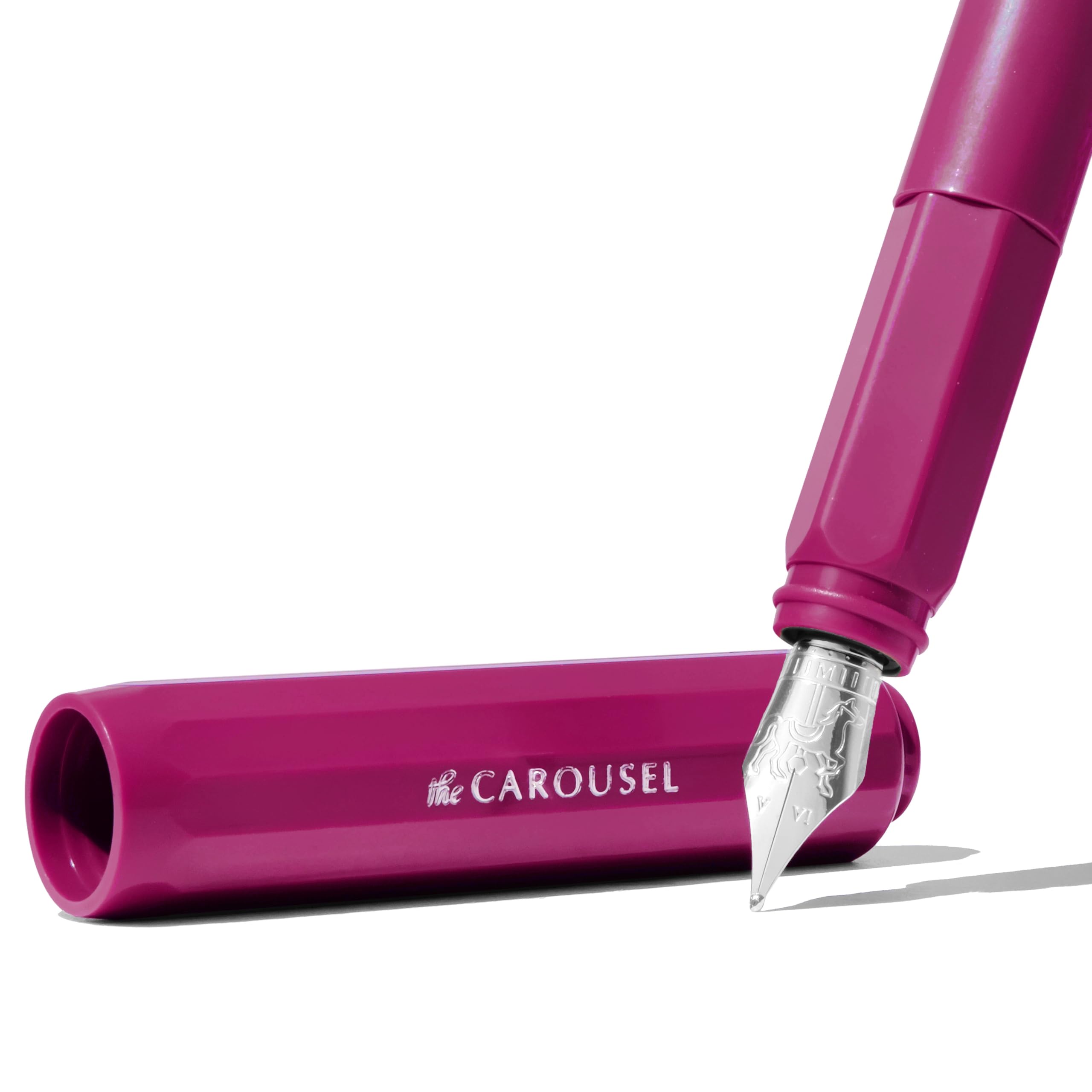 Ferris Wheel Press , Aluminum Carousel Fountain Pen, Little Miss Jubilee, Aircraft grade aluminum body, Threaded cap with air seal system, Dark Pink, Medium - Image 2