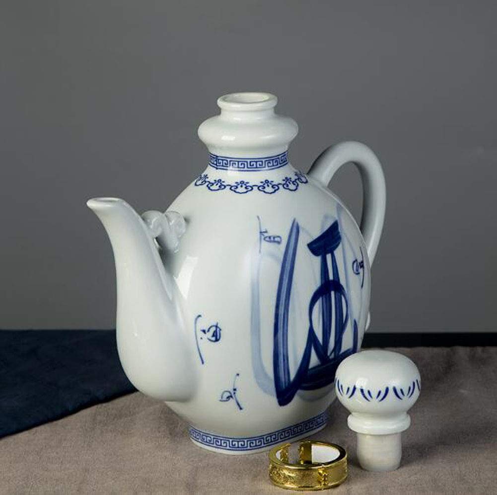 Jingdezhen Ceramic Wine Pot Household Wine Bottle Retro Chinese Court Antique Wine Jug - A06