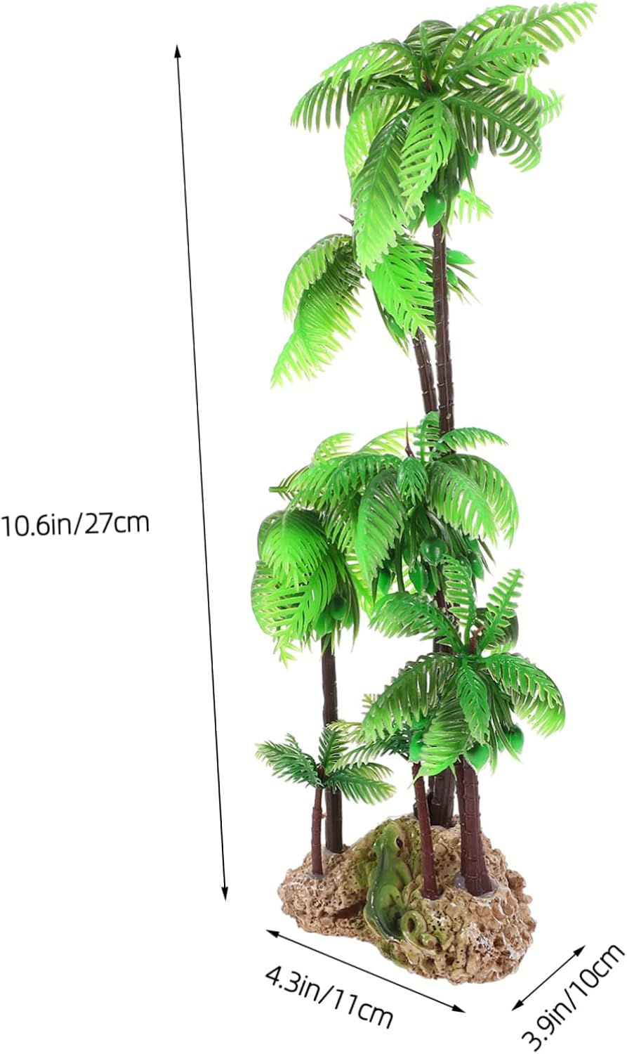 4pcs Mini Coconut Fish Tank Artificial Coconut Tree Coconut Tree Ornament Fish Tank Coconut Tree Decoration Fish Tank Plant Artificial Plastic Plant Aquarium P