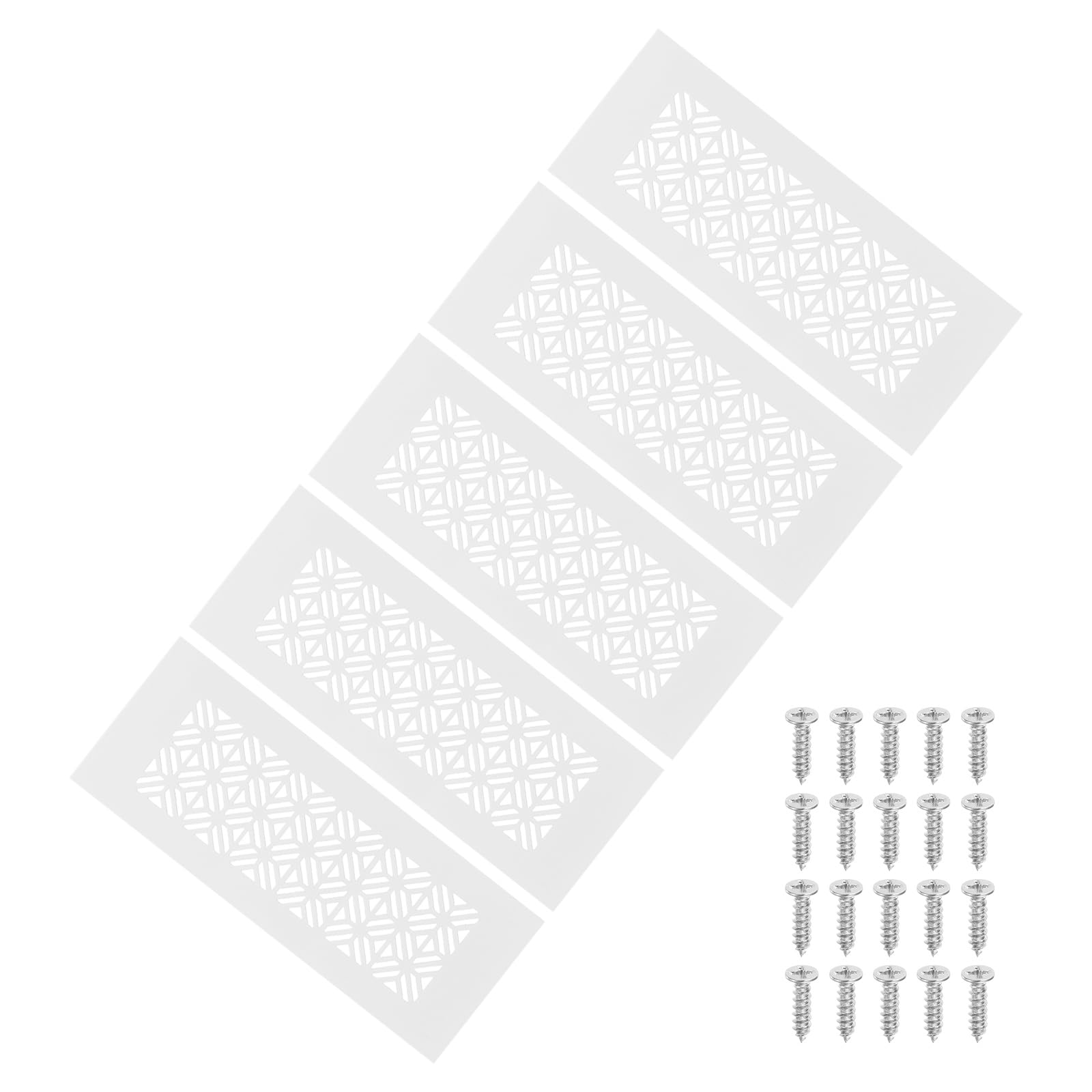 PATIKIL 5 Set 200mm x 80mm Door Air Vent Cover, Heavy Duty Aluminum Grille Ventilation Cover Louvered with Mounting Screws for Cabinet Wardrobe Door, White