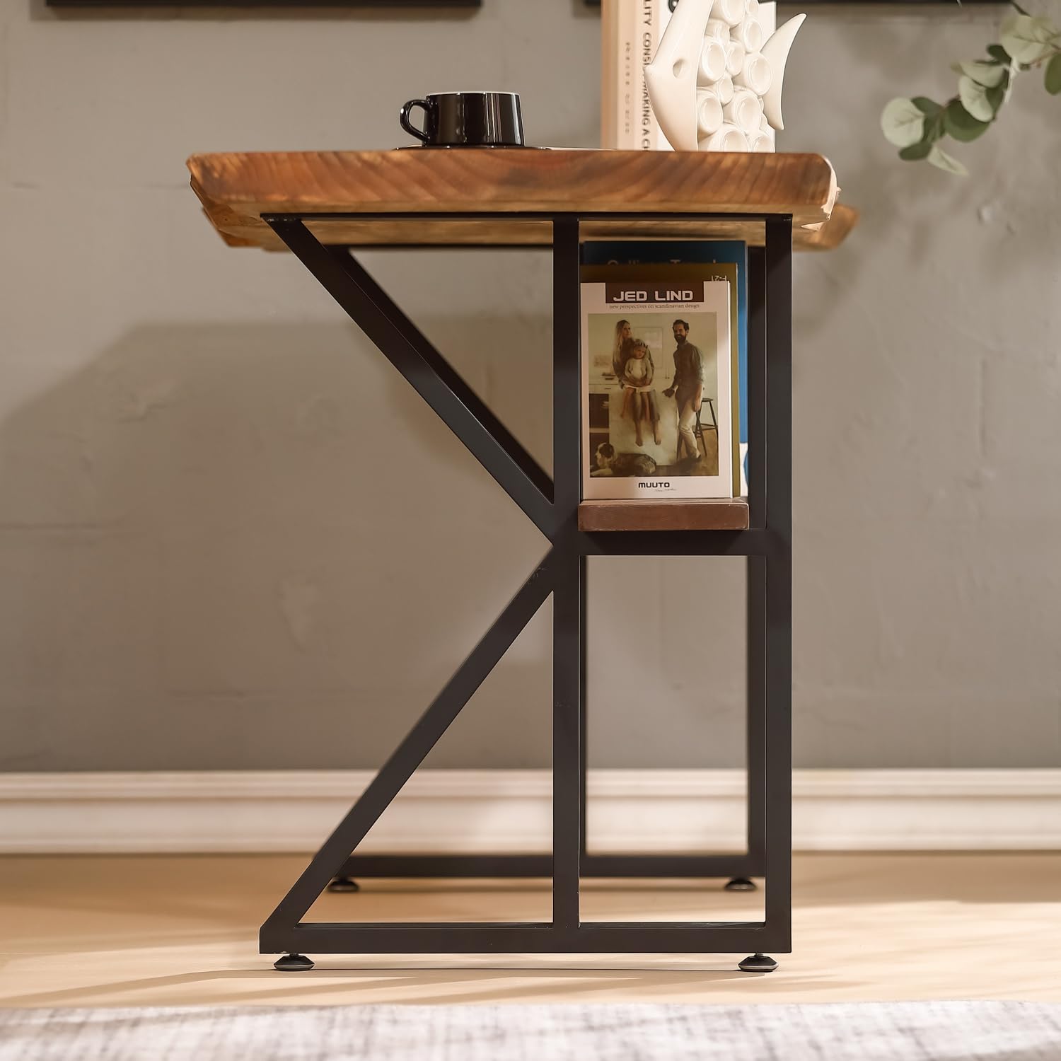 Set of 2 Metal Table Legs, K-Shaped 2-Tier Desk Legs with Bookshelf, Industrial Metal Legs for Table, Easy to Install Table Leg with Floor Protector, Reinforced DIY Dining Table Legs - 28" H x 20" W