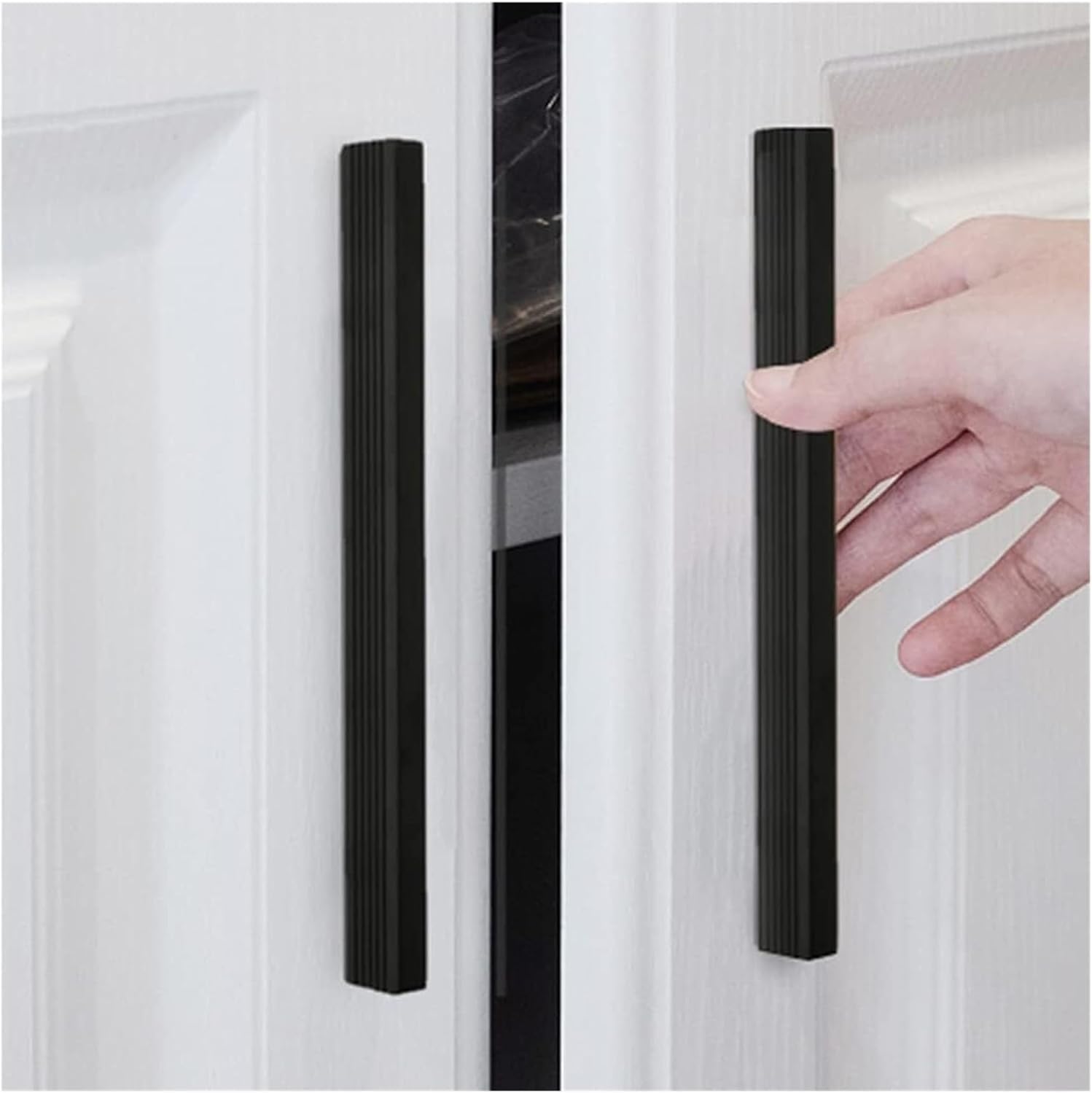 Pulls,Door Handle,Cabinet Handles,Black Wardrobe Door Handles Solid Bedroom Furniture Pull Handles Aluminum Alloy Drawer Pull Kitchen Cabinet Handles with Screws(Length 800 mm)