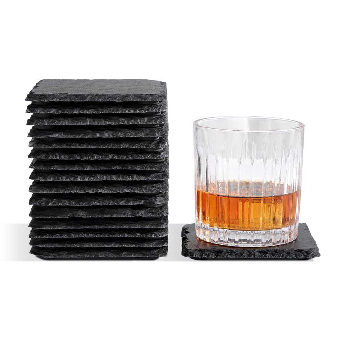 Dessous de verre en ardoise coffret cadeau lot de 16 avec support de table