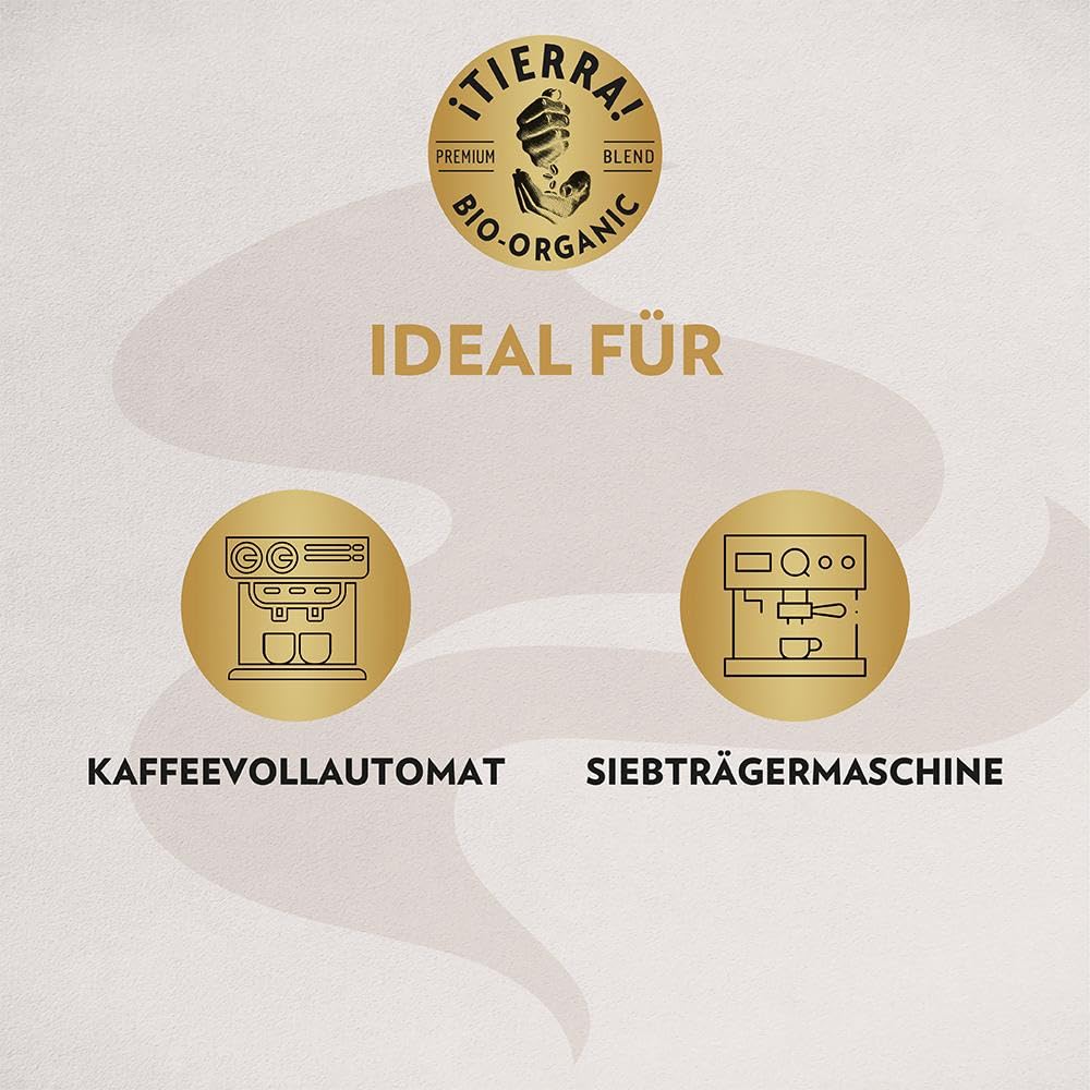 Lavazza, Tierra For Planet, 100 % Bio-Arabica Kaffeebohnen, Ideal für Espressomaschinen, Milder Geschmack, Intensität 6/10, Fruchtige & Blumige Aromen, Leichte Röstung, 1 kg Packung