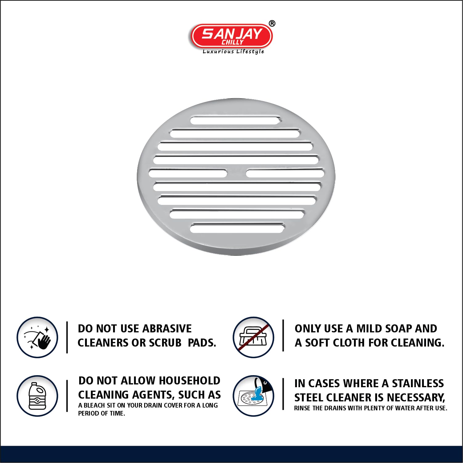 Sanjay Chilly Shower Drain Cover Bathroom Gratings Floor Drain Cover 5 Inch | Golden Classic Round Commercial Water Drainer Jali 304 Grade Stainless Steel Floor Drainer for Bathroom 2