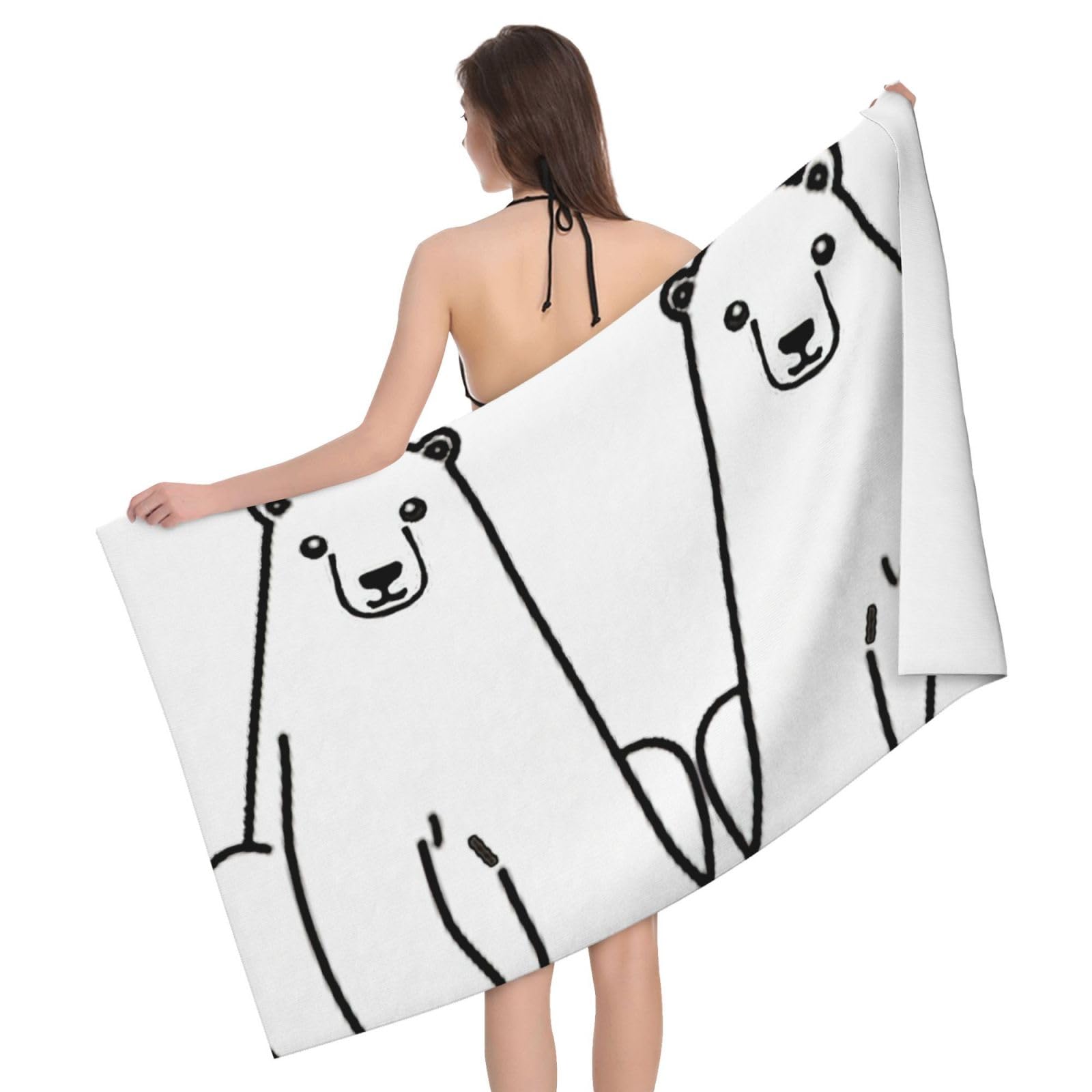 Serviette de bain microfibre ours polaire pour la douche des enfants