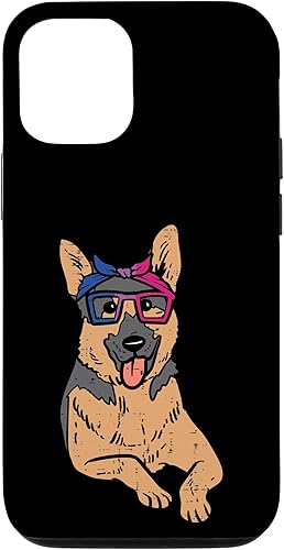 Funda para iPhone 13 Pro con diseño de pastor alemán LGBTQ con bandera bisexual y orgullo gay