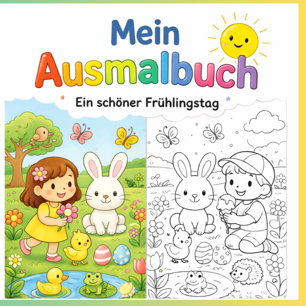 Mein Ausmalbuch - ein schöner Frühlingstag: Ein liebevoll gestaltetes Ausmalbuch mit frühlingshaften Motiven, Tieren und spielenden Kindern – perfekt ... und Feinmotorik. Perfekt auch als Geschenk