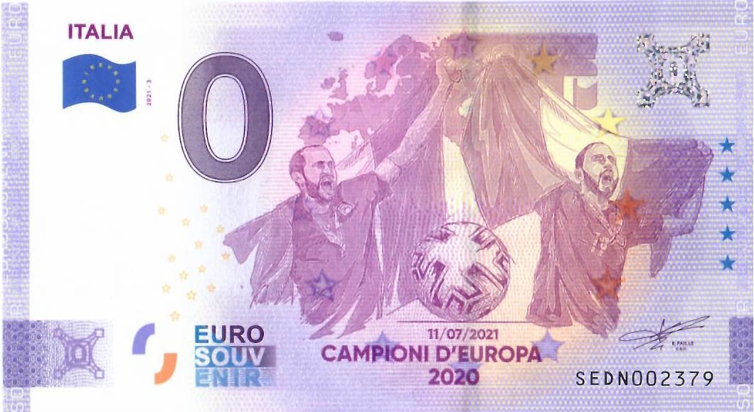 Banconota da 0 Euro Italia 2021 · Campioni d'Europa 2020 · Souvenir Zero €