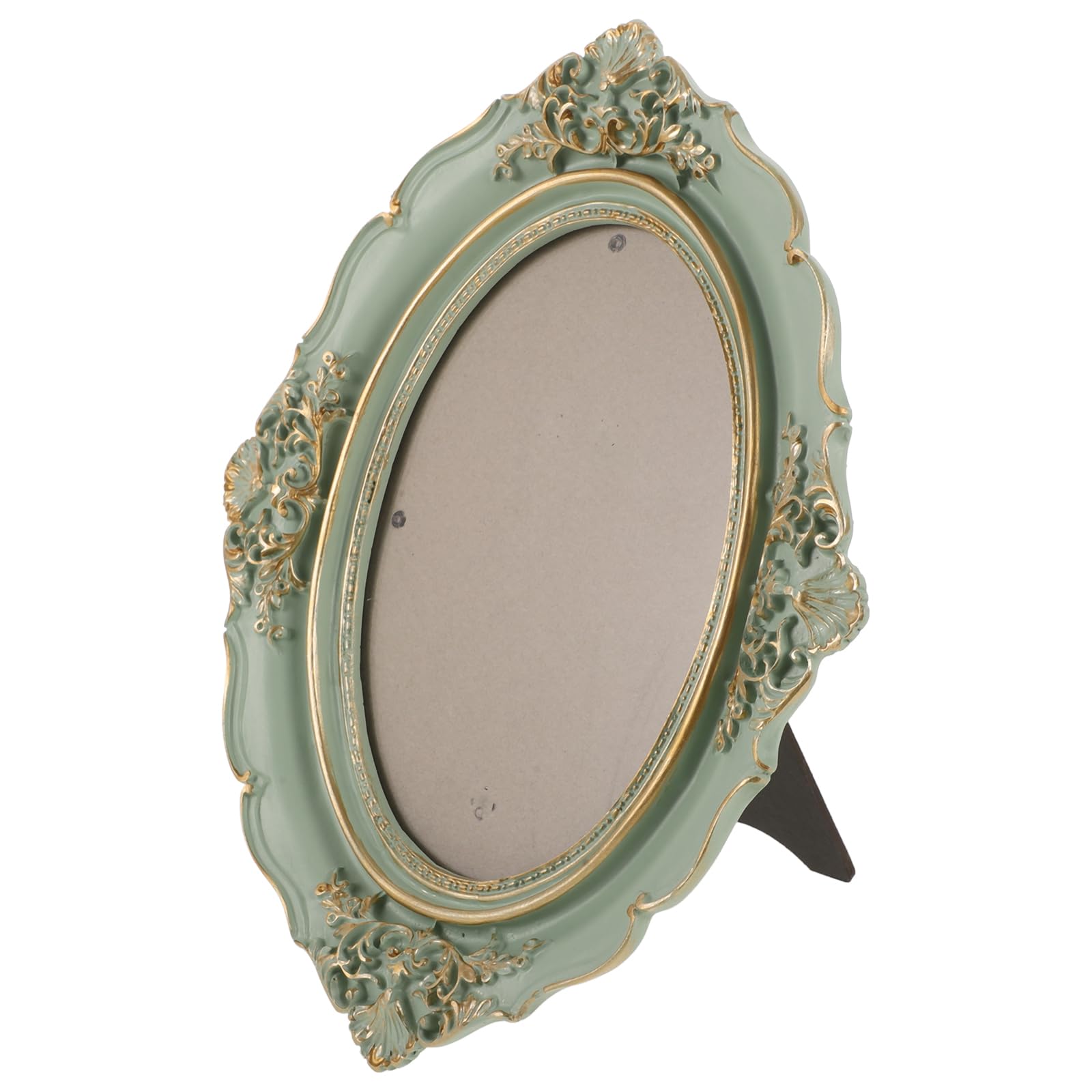 Cadre photo ovale antique vert style baroque d'exception