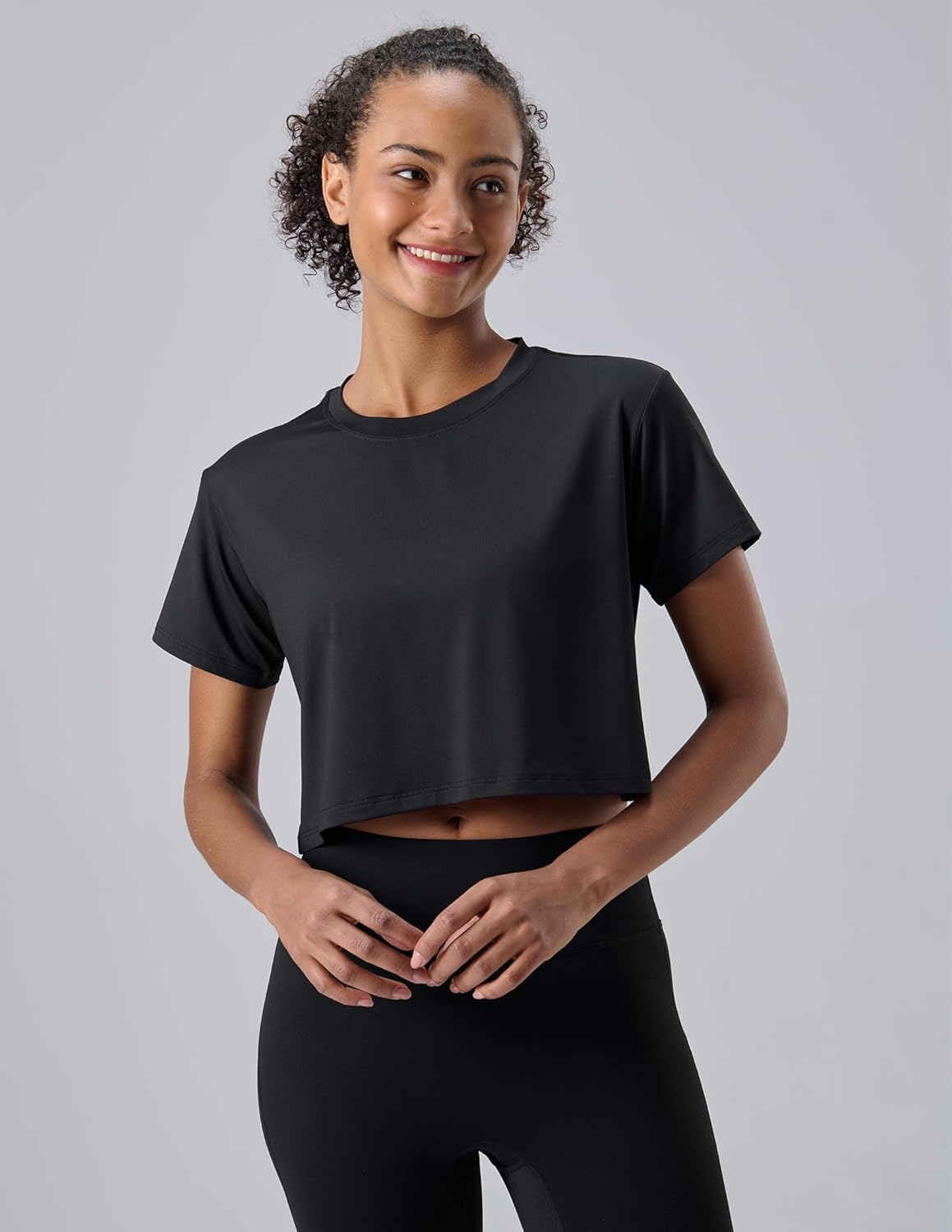 5 Pack Women’s Loose Fit Crop Tops- Dry Fit Athletic Short Sleeve Workout T-Shirts Yoga Running Gym Casual Tees - Image 2