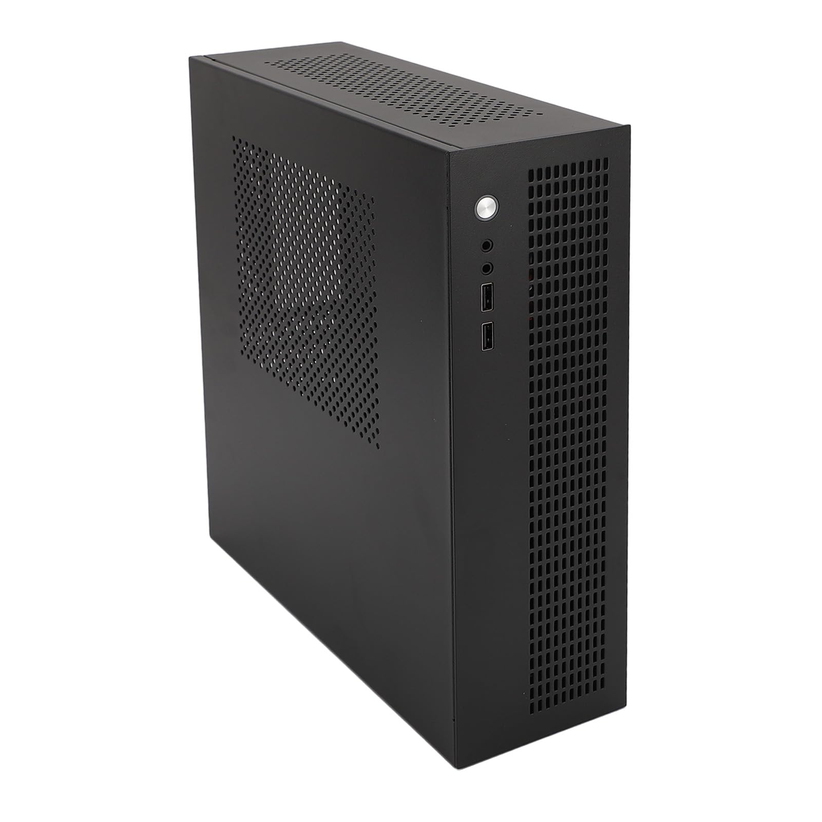 Naroote Obudowa Komputera MATX ITX Wytrzymała Obudowa Mini PC z Podwójnymi Wentylatorami Chłodzącymi do Domowego Biura Stal 307x96x278mm