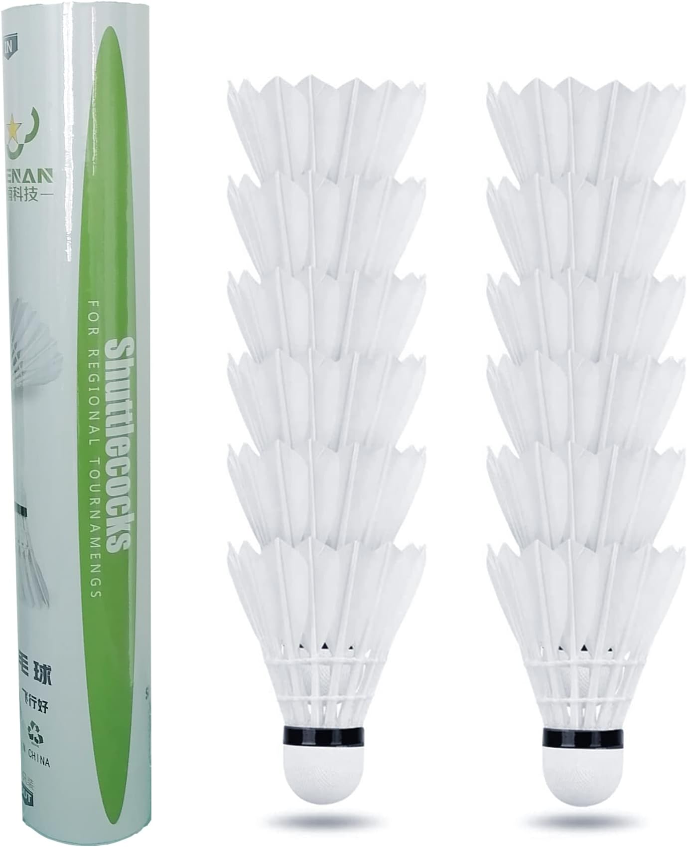 12-Pack Advanced Feather Badminton Shuttlecocks Birdies with Great Stability and Durability, Shuttlecocks Indoor Outdoor Sports Hight Speed Training Badminton Balls