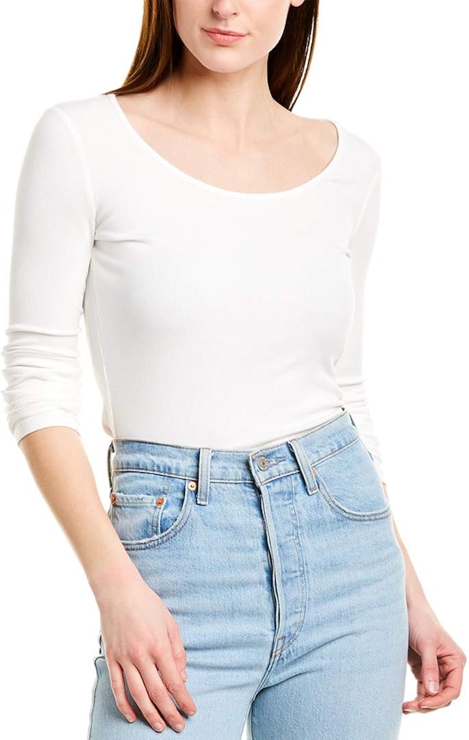 Deep scoop neck tee women's Clearance