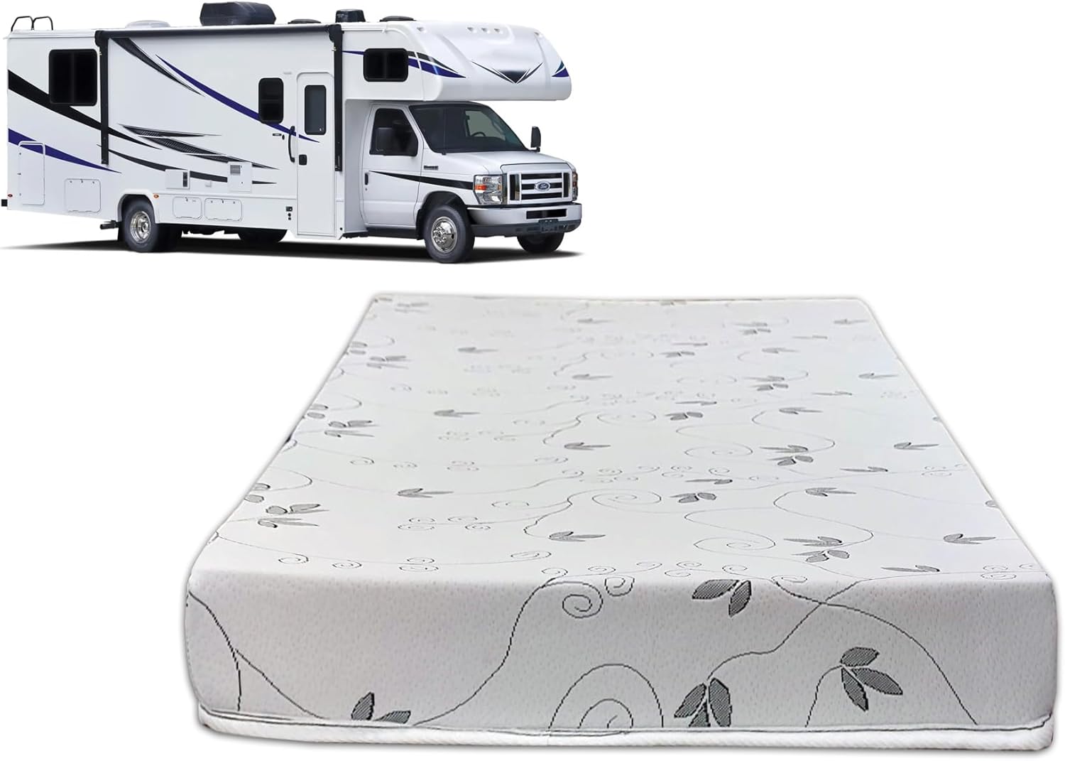 Treaton, 8-Inch High-Density Foam RV Mattress Replacement, Medium Firm, Good for Trailers, Camper Vans, Sofa Bed and Other Furniture Application, 80" x 34", White