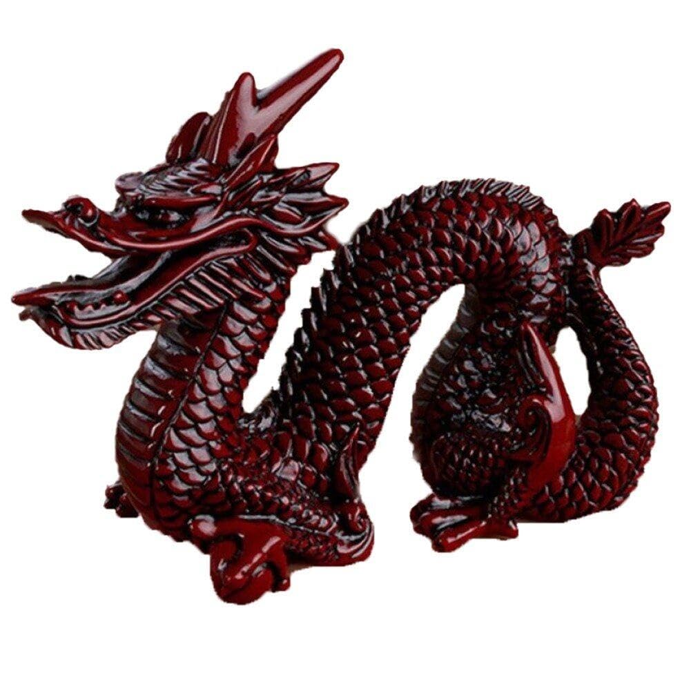 Dragon chinois en résine fengshui : décoration intérieure porte-bonheur pour le salon