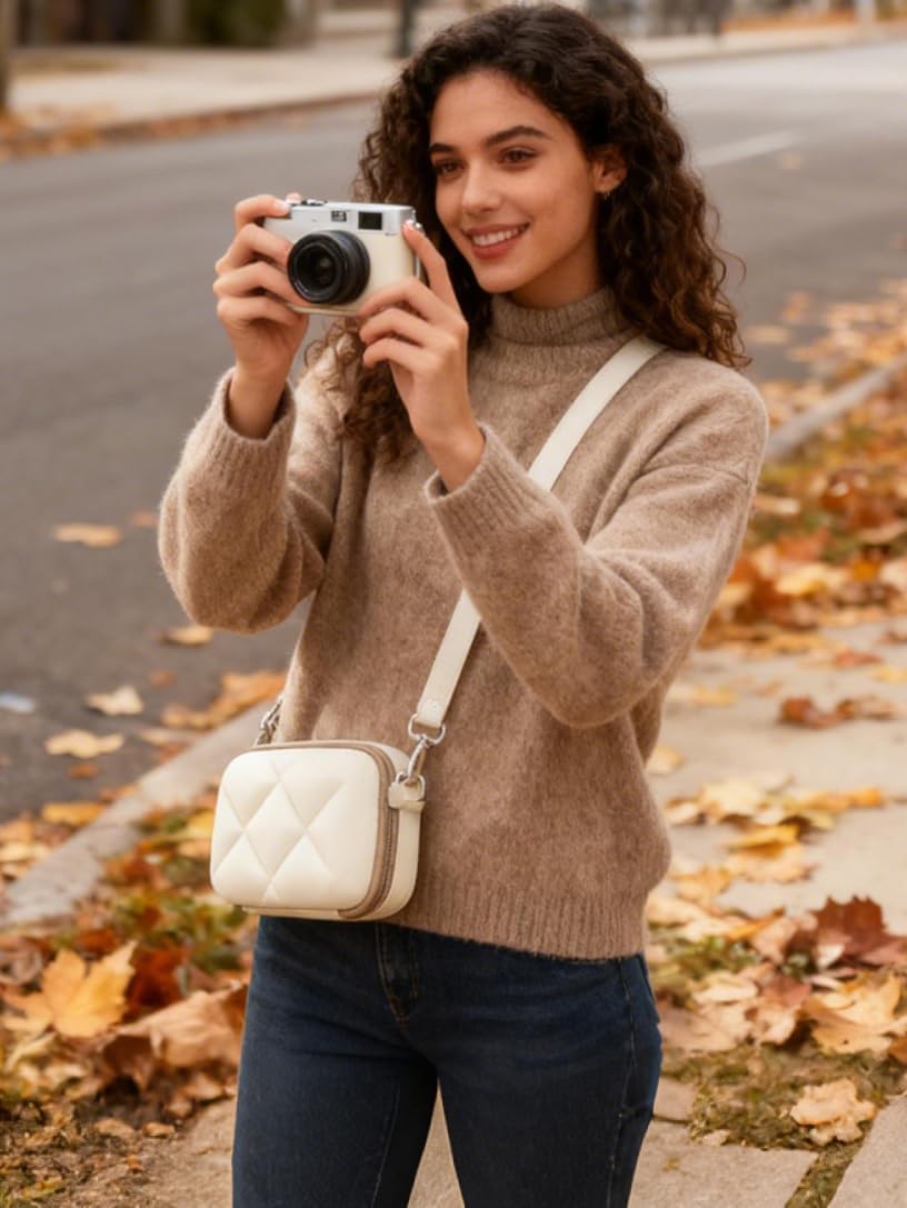 BAGSMART Digital Camera Case, Protective & Lightweight Camera Case with 2 Carrying Ways, Waterproof & Shockproof Small Camera Bag for Canon PowerShot G7X Mark II/III/Sony DSCW800/DSCW830 - Camel - Image 2