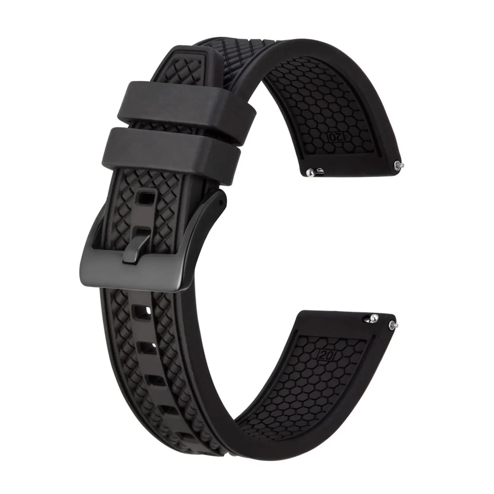 FYYFeng Fluorubber pasek do zegarka sportowego, wodoodporny, 18 mm, 20 mm, 22 mm, z klamrą ze stali nierdzewnej, wielokolorowy