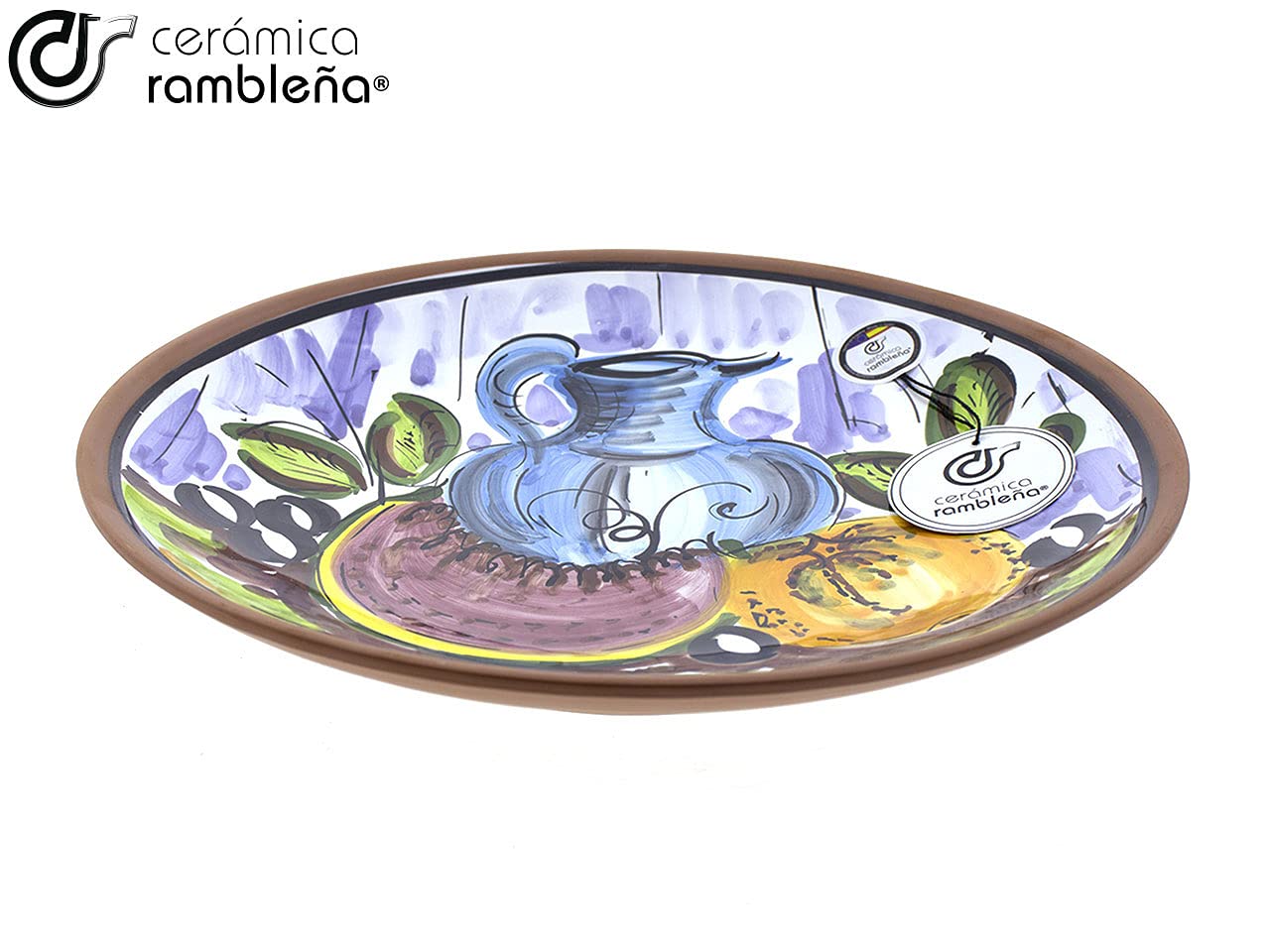 CERÁMICA RAMBLEÑA | Plato Decorativo para Pared | Plato de Cerámica | 100% Decorado a Mano | 21x21x2.5 cm