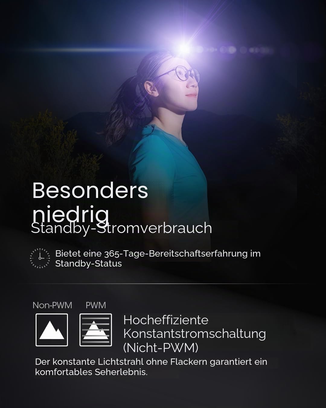 Nitecore Stirnlampe NU21, leicht, USB-C-aufladbare LED Kopflampe, 360 Lumen, 58 m Leuchtweite, Rotlicht für Nachtsicht, schwarz
