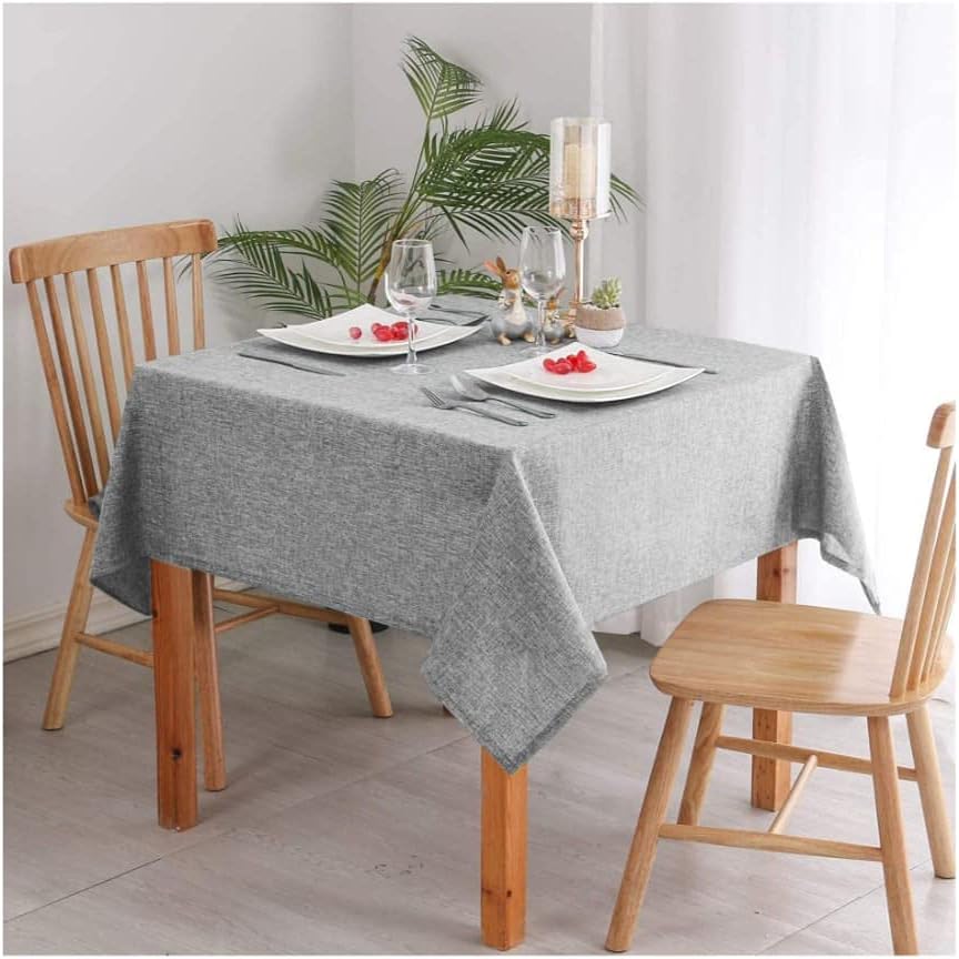 Aradhya Creation Table Cloth Textured Jute Tablecloth, Decorative Table Cover for Kitchen Dining Buffet Party, Outdoor Picnic Washable Centre Table Covers (50 x 50 Inches) Grey