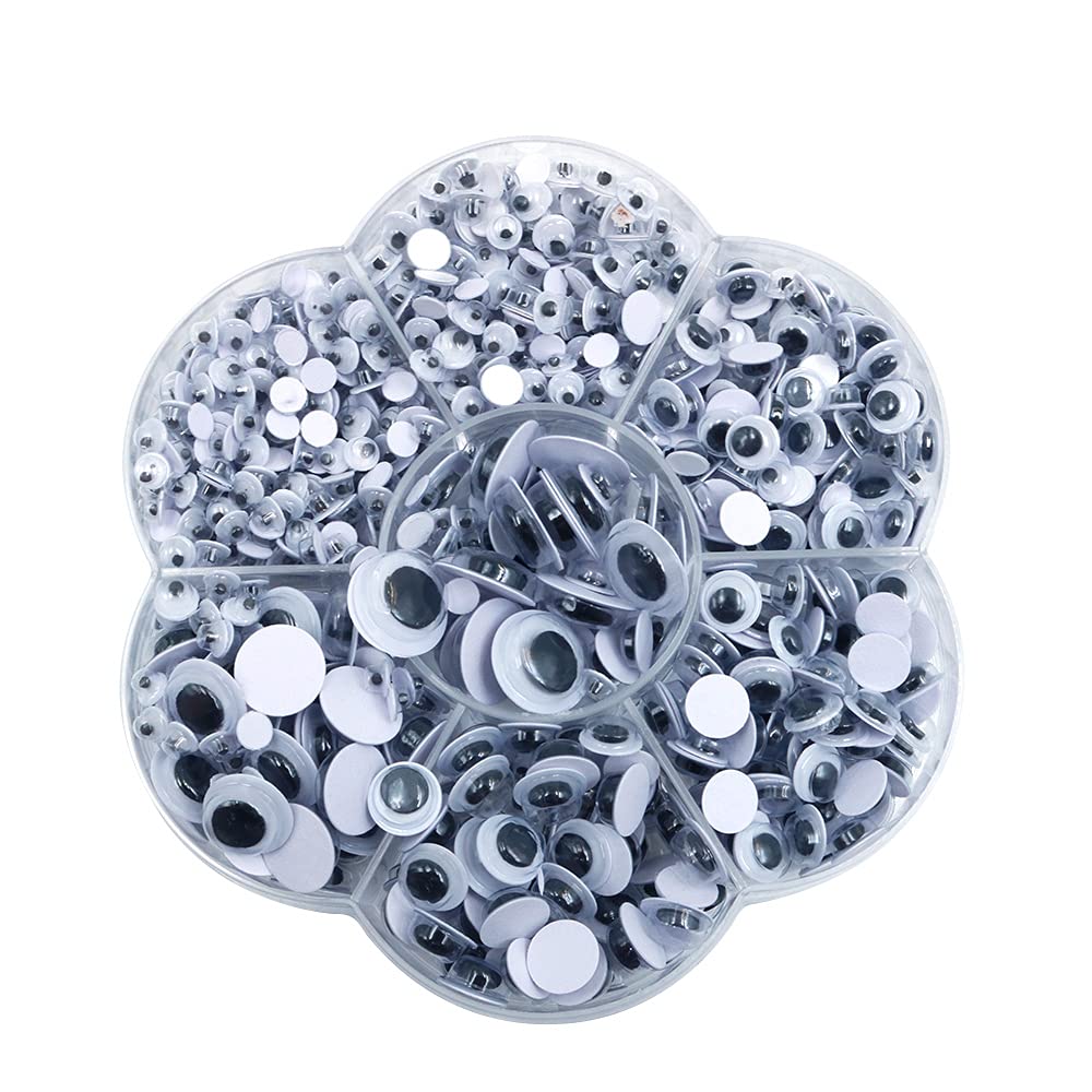 Pssopp 1500 Occhi Mobili Autoadesivi - Kit Creativo Con Occhi Di Plastica Multicolore E Multimisura (4-15mm) Per Lavoretti Fai-da-Te, Scrapbooking E Decorazioni - 2