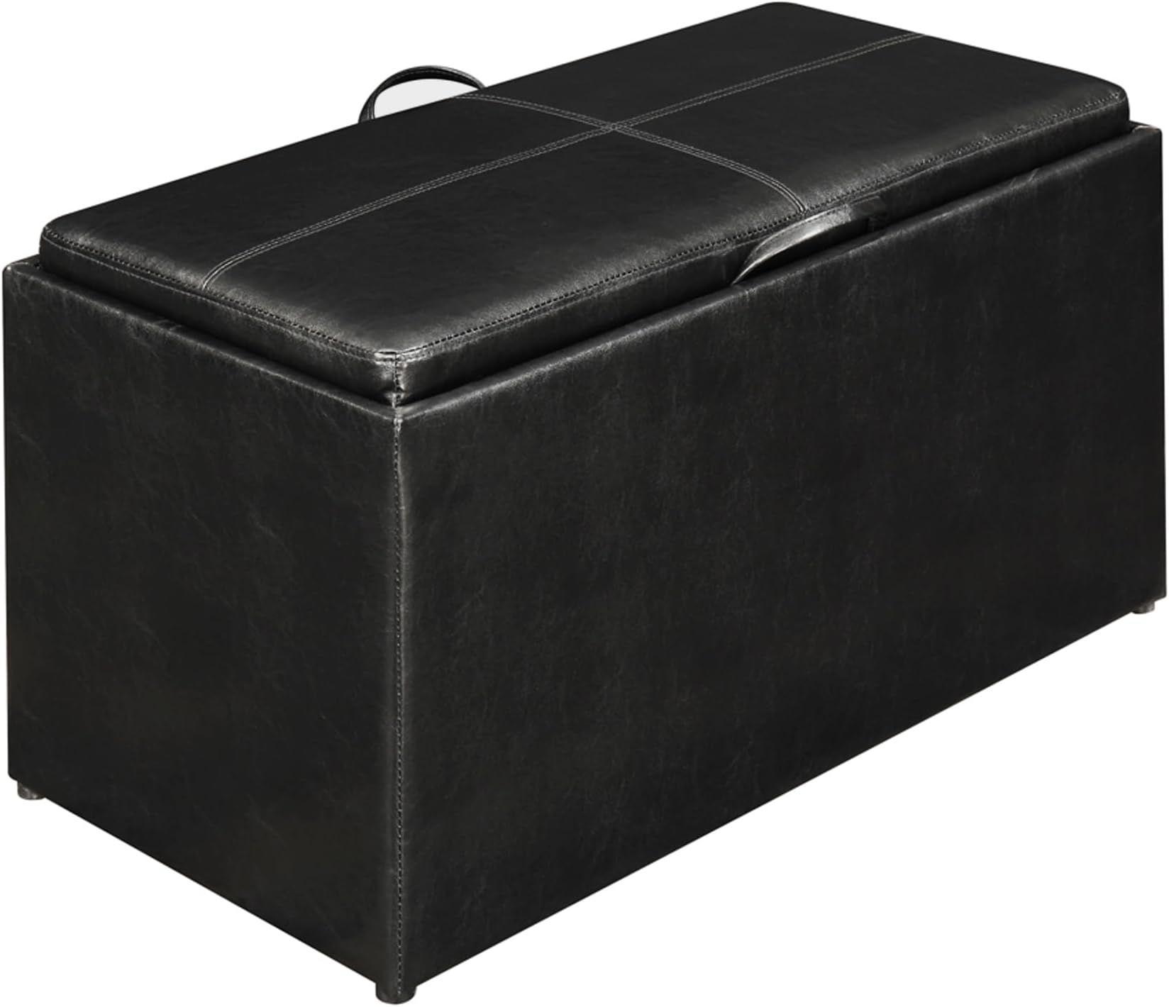 Convenience Concepts Designs4Comfort Sheridan Storage Bench w / 2 Side Ottomans, Black