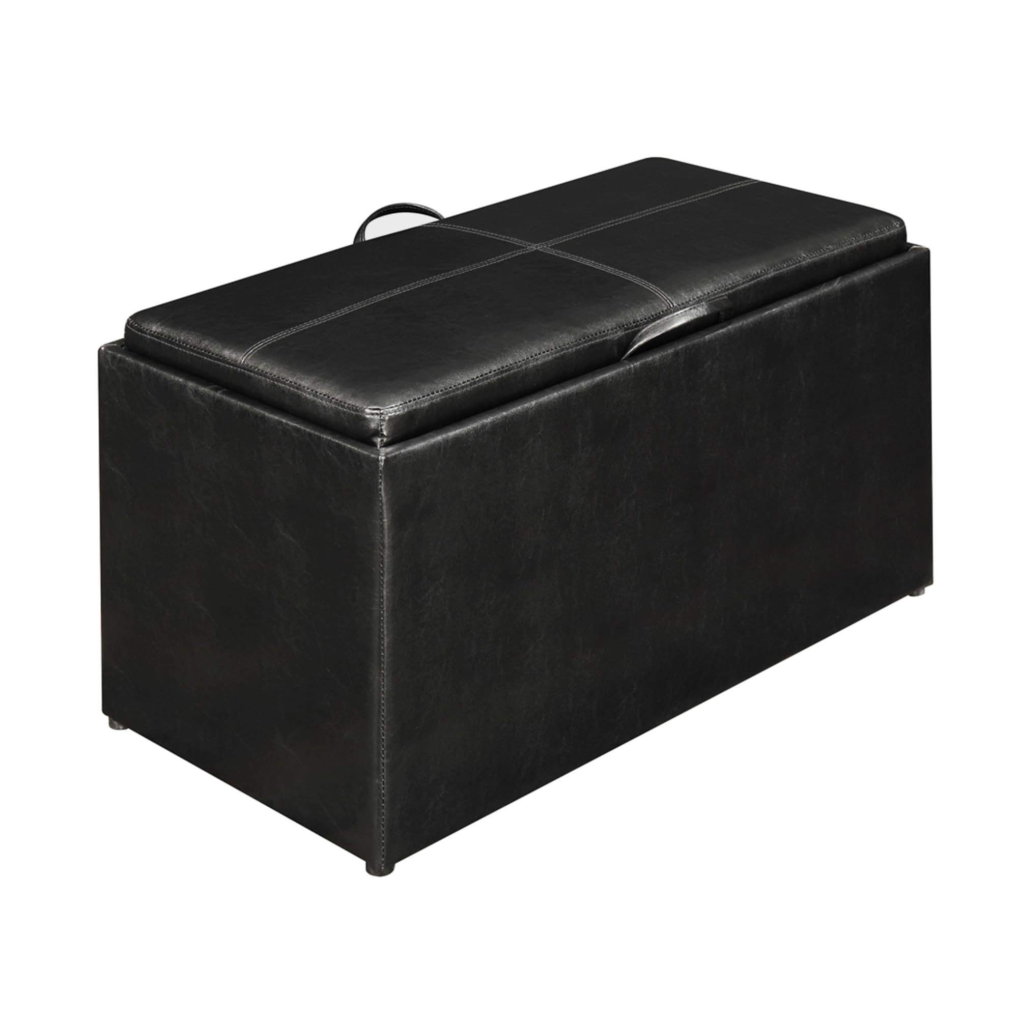 Convenience Concepts Designs4Comfort Sheridan Storage Bench w / 2 Side Ottomans, Black