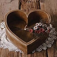 Vista 8 de 1 caja de posar de madera para bebé en forma de corazón, para estudio de recién nacidos, para sesión de fotos (café profundo)
