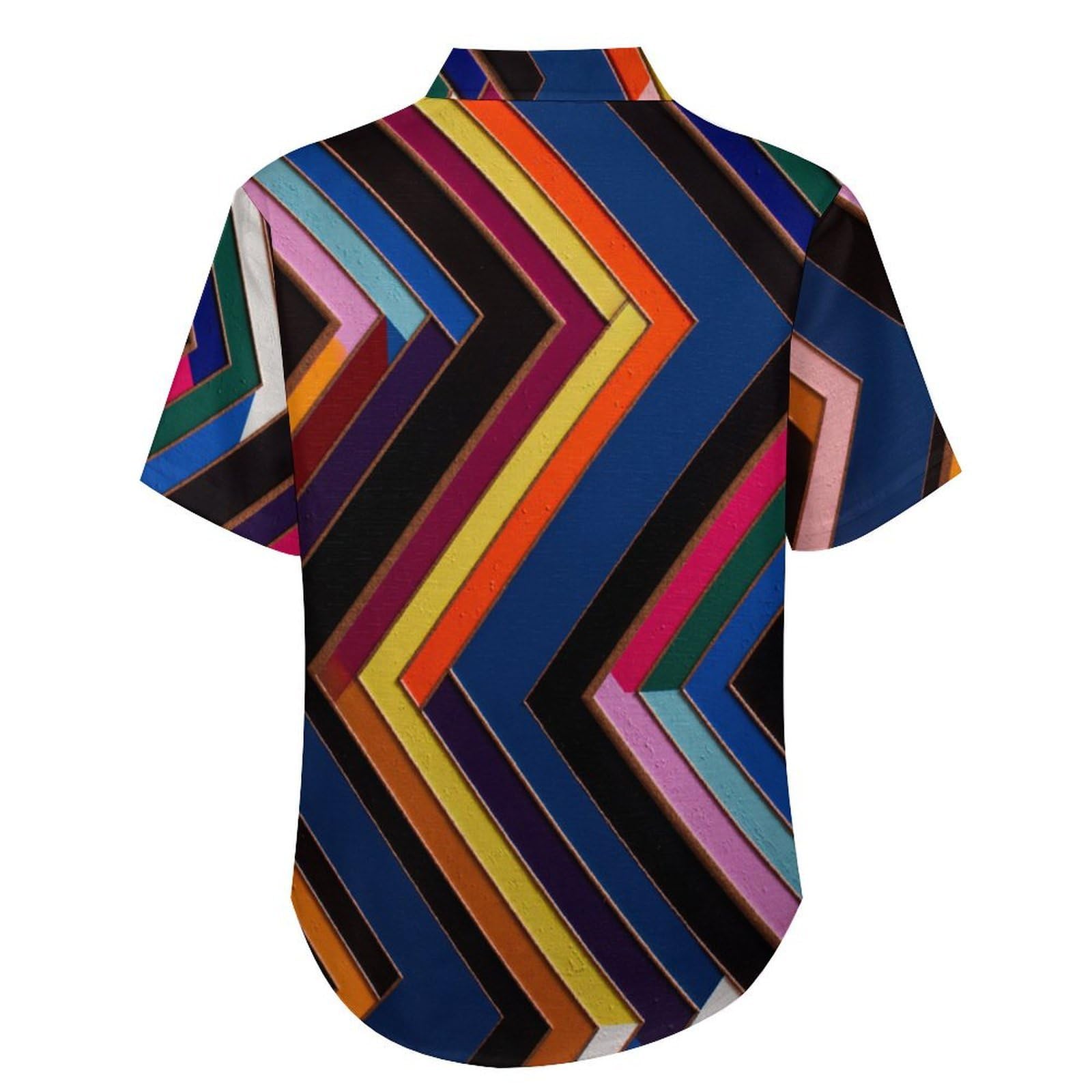 Camicia da Uomo a Maniche Corte Funky, Righe Twill Geometriche Moderne, Aloha Camicias Estiva per la Spiaggia, vestibilità Normale con Bottoni, per Libero Vacanze