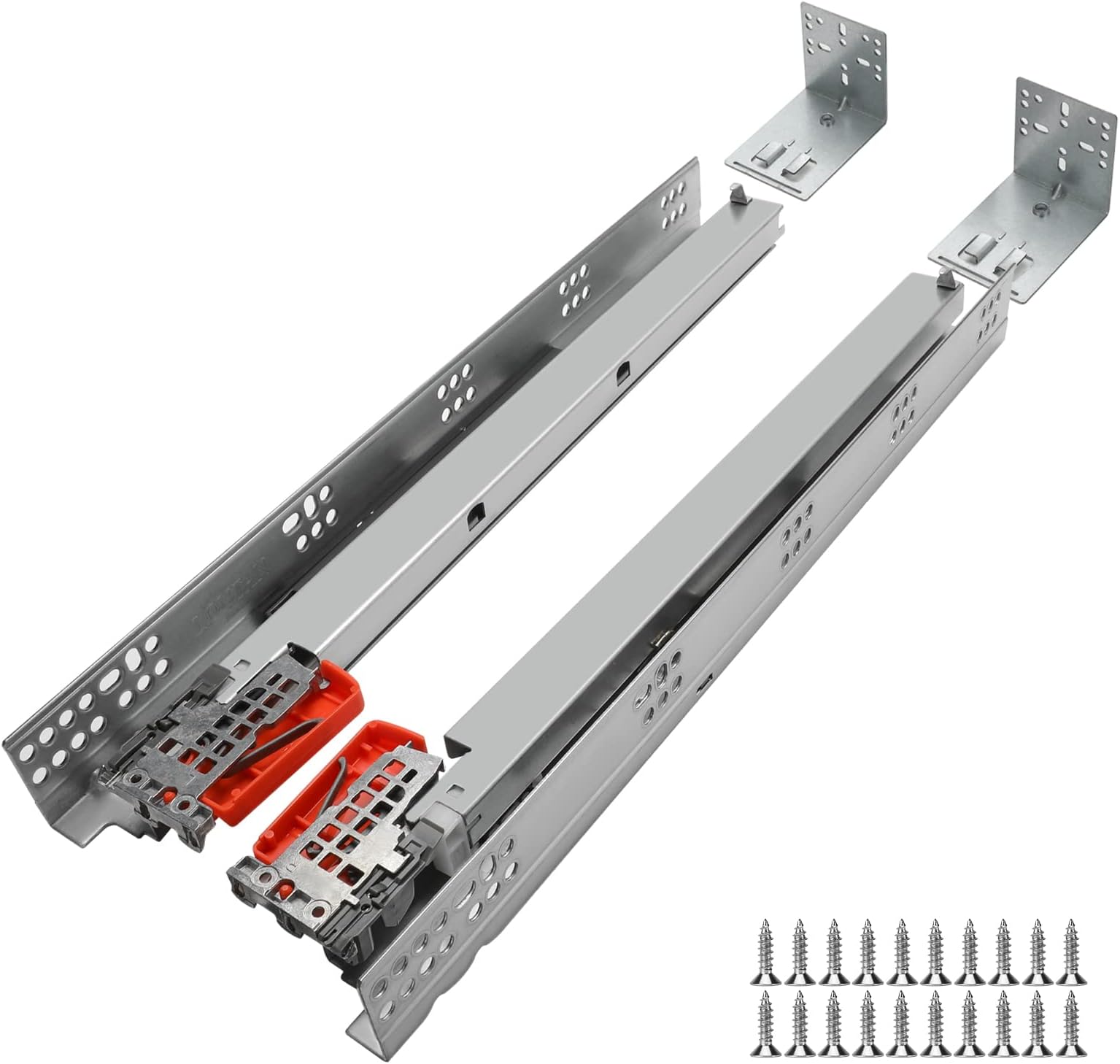 LONTANUndermount Drawer Slides 21 inch Soft Close Drawer Slides 6 Pairs Full Extension Bottom Mount Dresser Glides Kitchen Cabinet Rails 100 LB Capacity