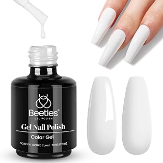 Beetles White Gel Nail Polish 15ml Color 219 - Long-Lasting Soak Off UV LED French Manicure Polish for Salon DIY Nail Art