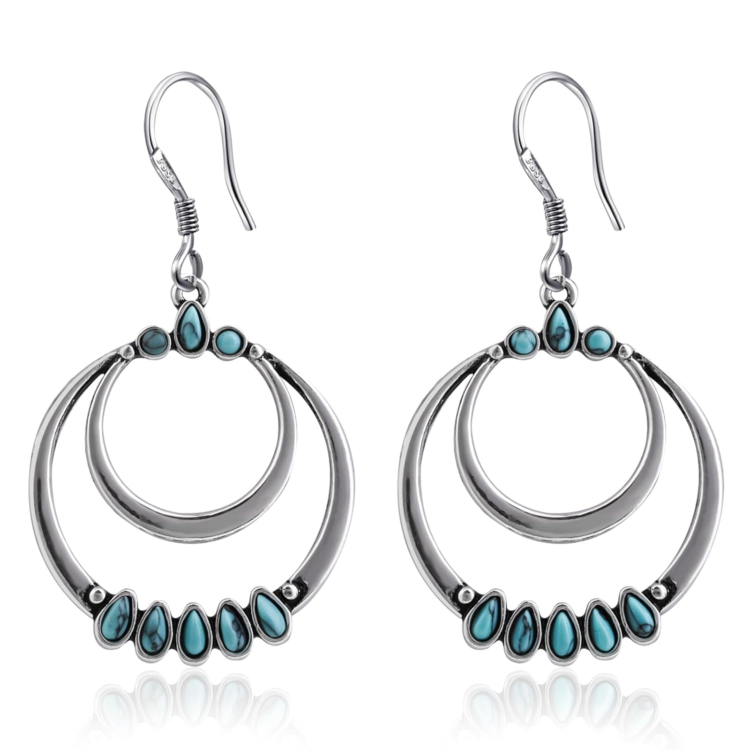 Silver Turquoise Drop Dangle Earrings for Women 8 Turquoise December Birthstone