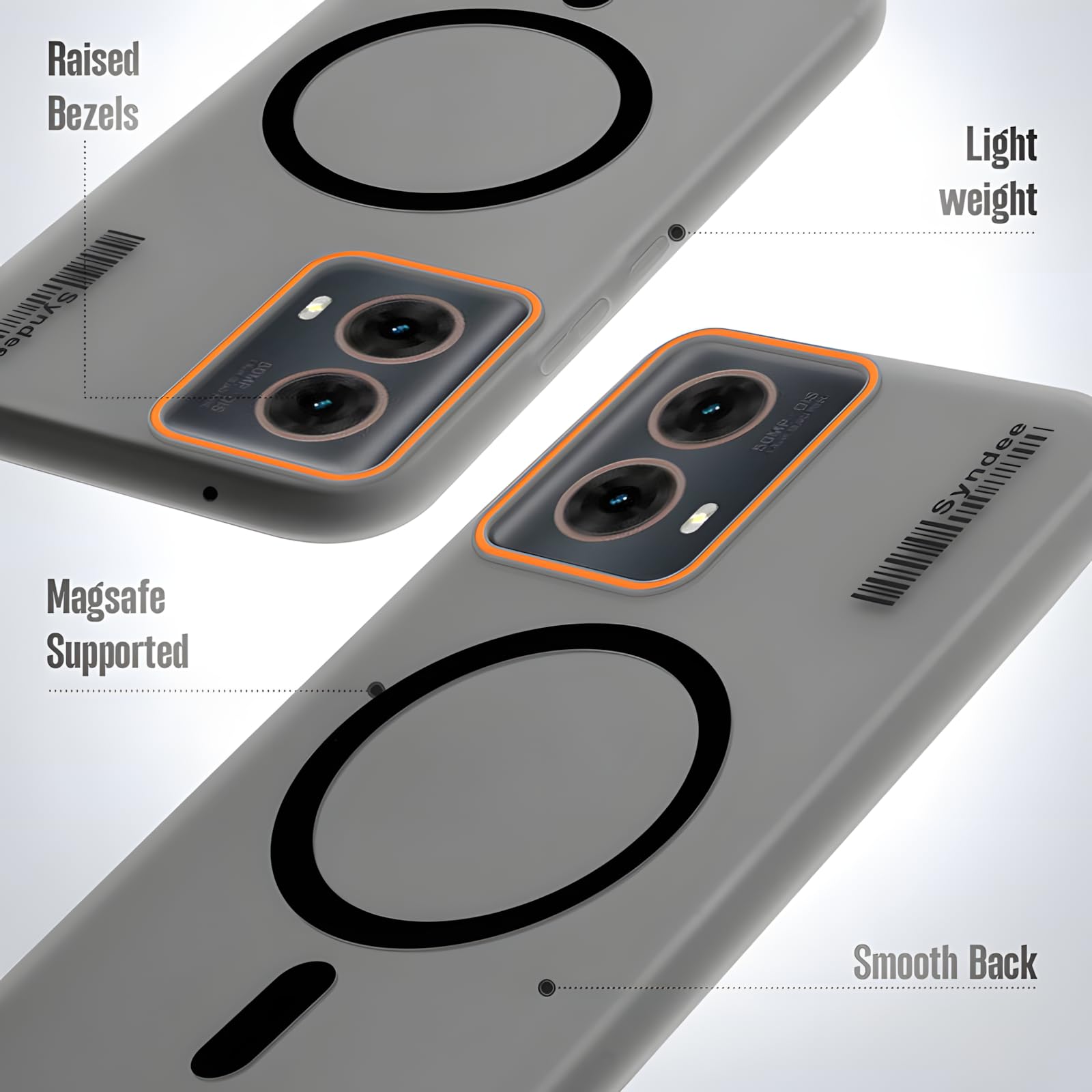 DL3 Mobilak Case Back Cover for Motorola Moto G85 5G, Sleek Frosted Translucent Back Only Compatible with Wireless Magnetic Accessories | Anti-Scratch Shockproof Phone Case (Black)