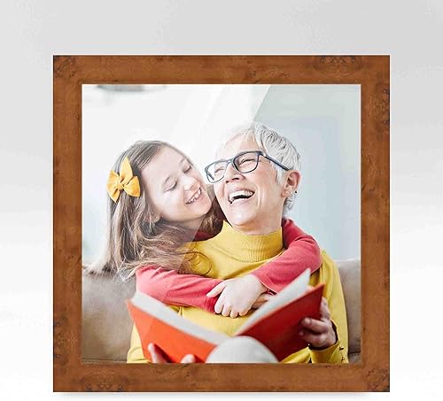 Miniatura 4 de Marco de fotos de madera real de chapa marrón claro de 14 x 14 pulgadas de ancho de 1.25 pulgadas  Profundidad del marco interior de 0.5 pulgadas