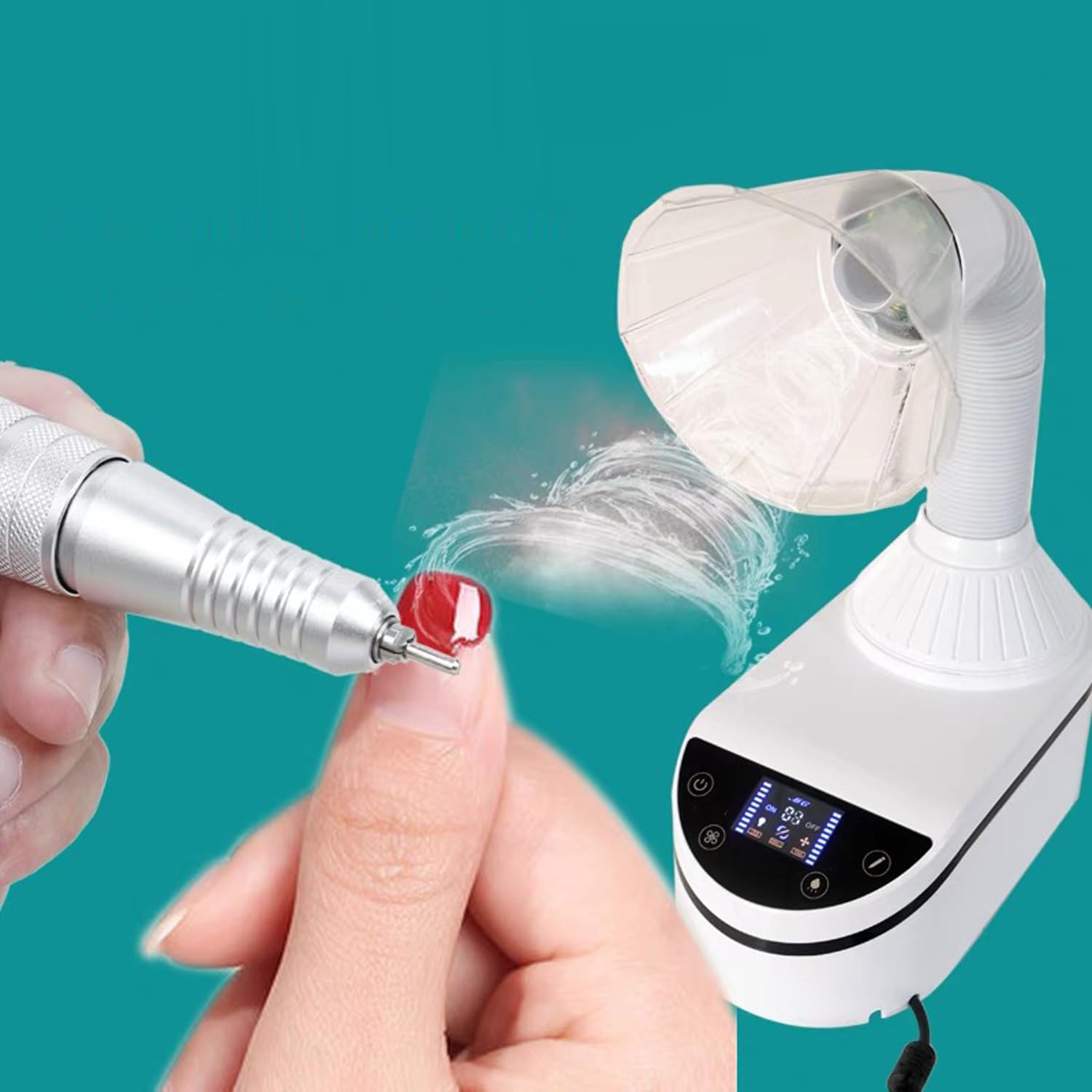 Collecteur de poussière d'ongles, Puissant Ventilateur d'aspiration d'ongles,LED, Moteur de Mise à Niveau à Deux Modes d'aspiration, pour manucure, Polissage des Ongles en Gel Acrylique