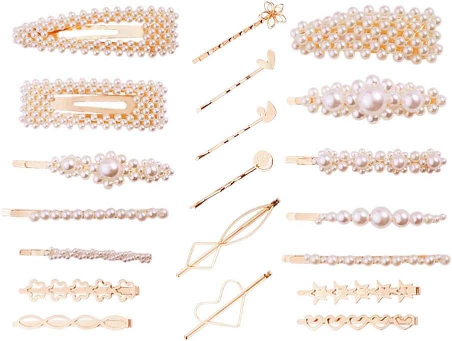 20Pcs Pearls Hair Clips for Women Girls, Hairpins, Headwear Barrette, Fashion Sweet Artificial Pearl Barrettes, Styling Tools Accessories for Holiday/Party/Wedding/Daily Life, Nice Gifts