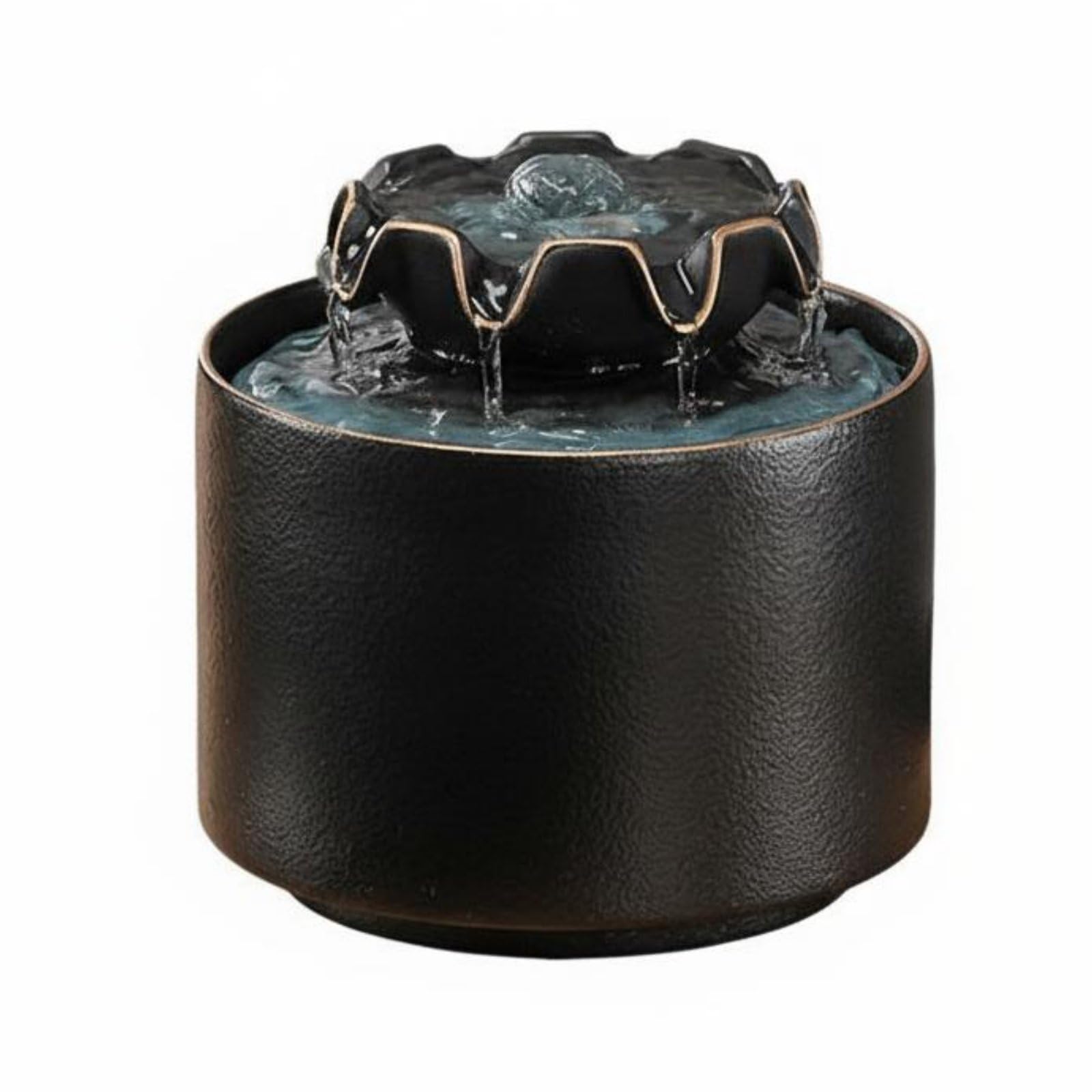 Feng Shui Decor Circulating Water Ornament Housewarming Gift Ceramic Water Feature Zen Garden Accent Small Indoor Fountain for Living Room, Office, Bedroom, Black | Home & Garden-picture-22