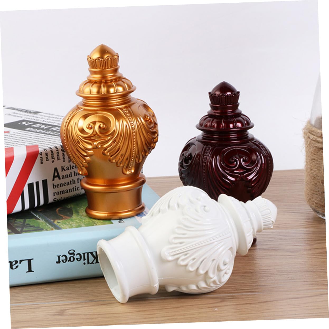 Embouts Décoratifs pour Tringles à Rideaux Design Créatif et Robuste Lot de 10 en Plastique Blanc pour Décoration de Chambre et Fenêtres