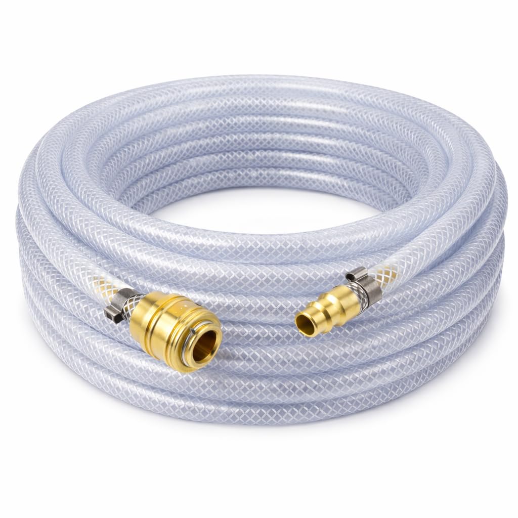 Fittingstore - PVC Gewebeschlauch Druckluft NW 7,2 mit Kupplungsdose und Stecker (Schlauch Ø innen: 6 mm, Schlauchlänge: 20 Meter)