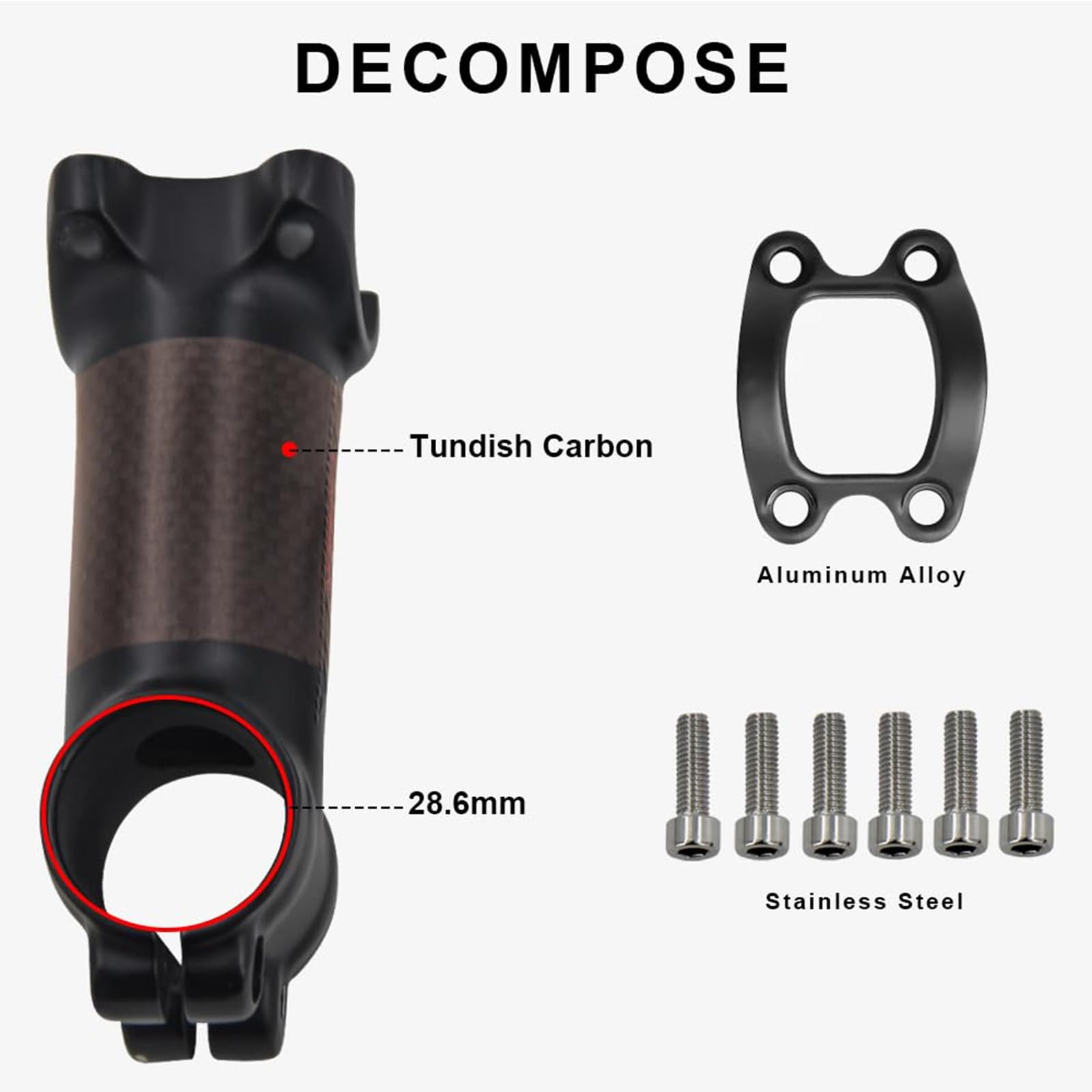 Alfa Pasca Potence VTT Carbone 60/70/80/90/100/110/120mm Potence Velo Route en Carbone 3k Mat