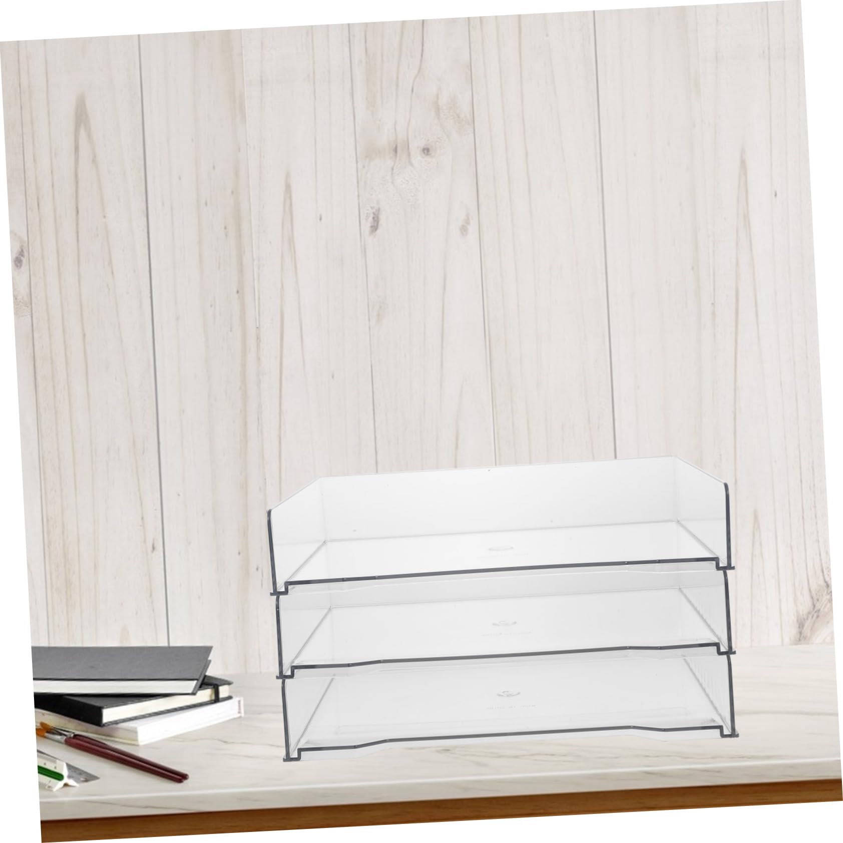 OSALADI 3 Piezas Organizador de Escritorio Apilable de Recipiente Transparente para Almacenamiento de Archivos para Oficina Escuela y Accesorios de Oficina y de Papelería