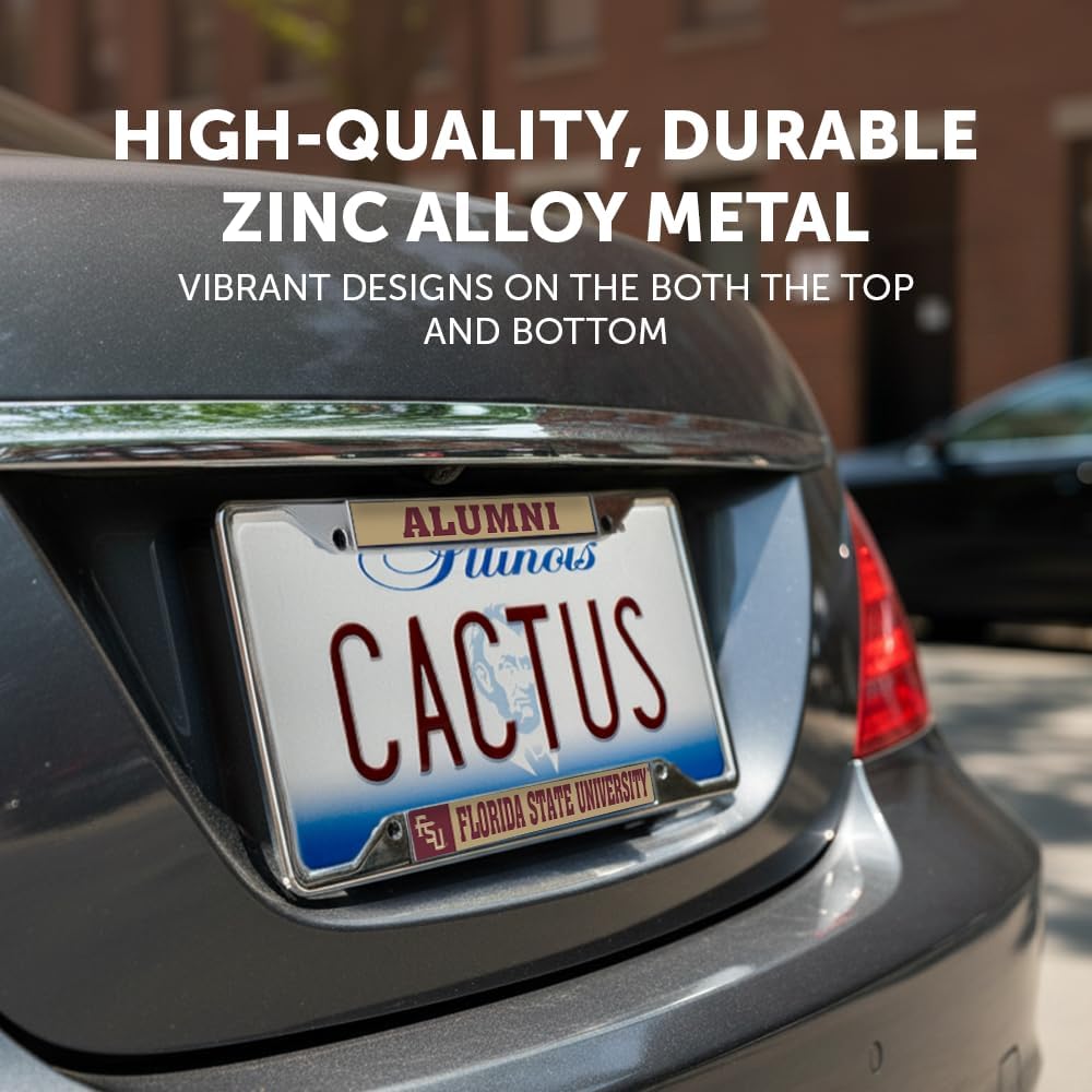 Desert Cactus Florida State University Car Accessories FSU Seminoles Metal License Plate Frame for Front or Rear of Car (Alumni FSU - Gold) - Image 4