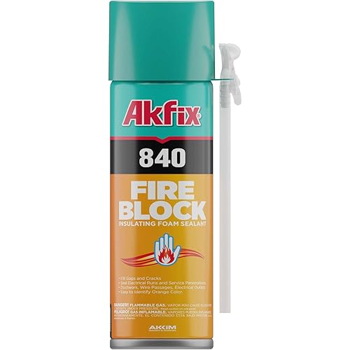 Akfix 840 Fire Block Spray Foam (1x12 Oz.)- Orange Color Fire Retardant Polyurethane Expanding Foam for Gap Filling, Insulation and Sealing on Window and Door, Fire Rated, Paintable | 12 Oz. 1 Pack
