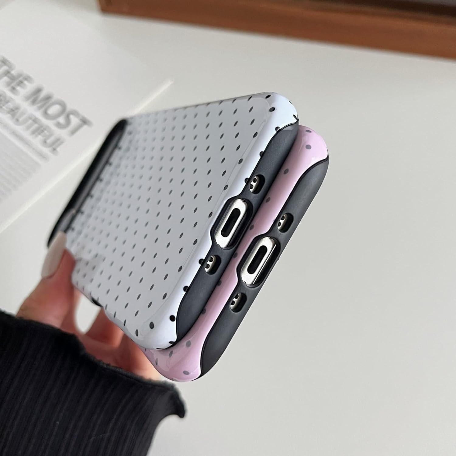 Compatible with iPhone 17 Air Case Cute Aesthetic Polka Dot Phone Case for Women Girl Shockproof Slim TPU and Hard PC Protective Cover (Pink) - Image 8