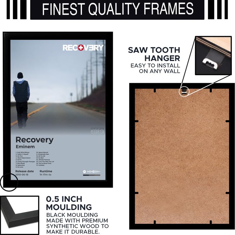 Image of BLINKART Eminem- Recovery Wall Photo Frames | Wall Art for Bedroom, Living Room, Studio or Office | Album Cover Print with Spotify Song Link QR Code | Gift for Fans - 8x12 In